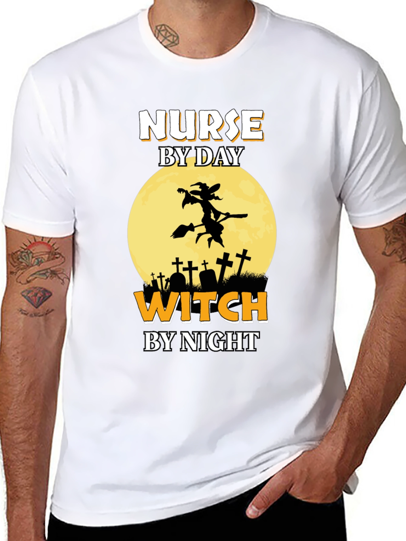 Nurse By Day Witch By Night Halloween T-Shirt