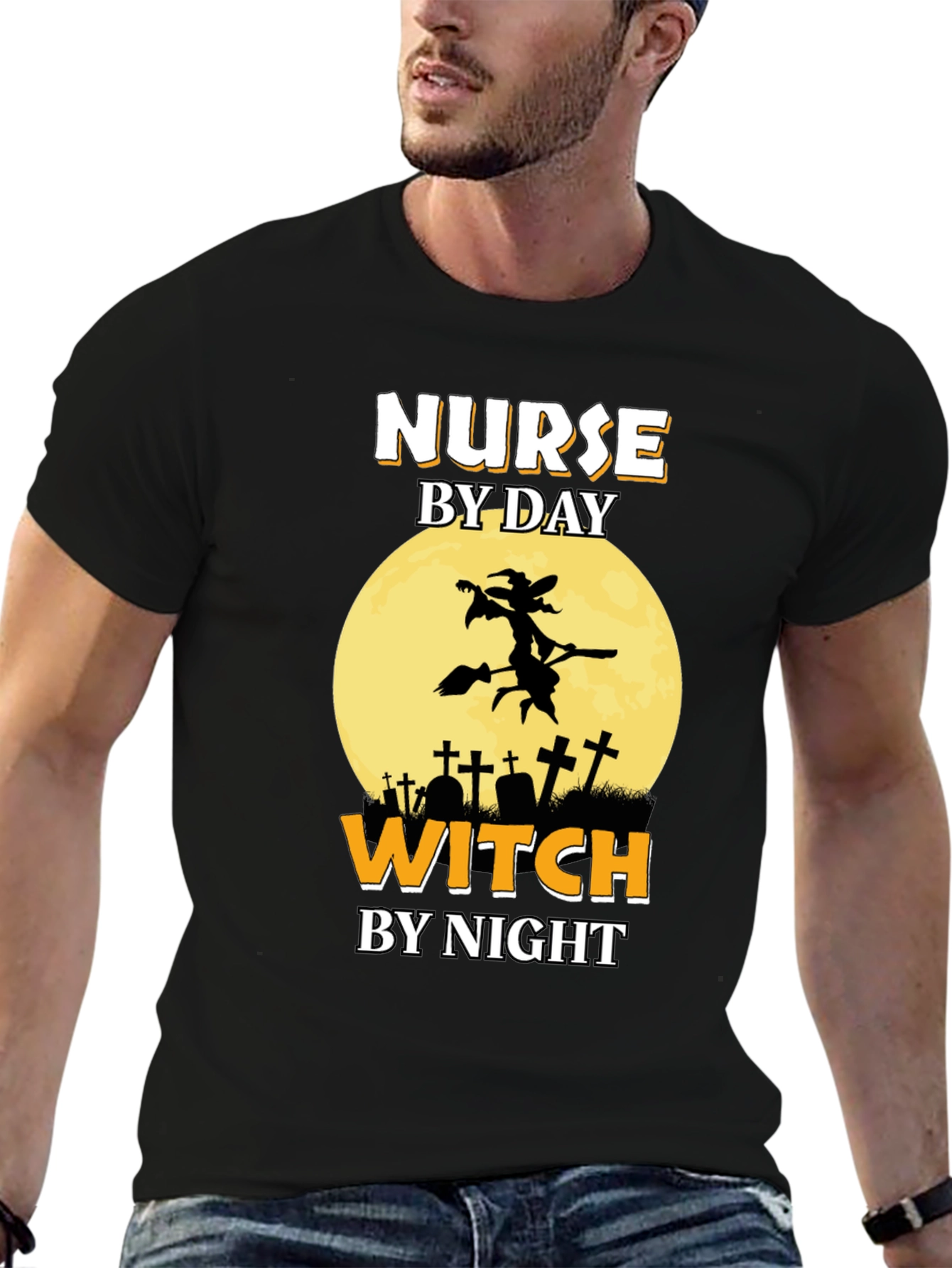 Nurse By Day Witch By Night Halloween T-Shirt