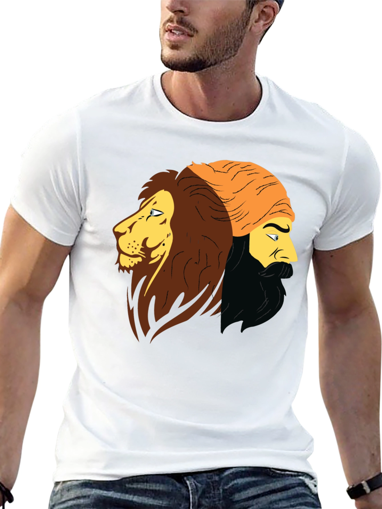 Lion & Man Graphic Black T-Shirt