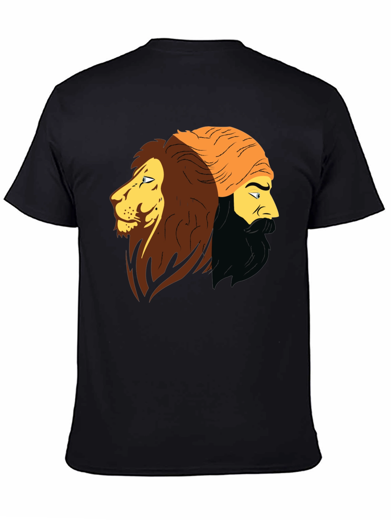 Lion & Man Graphic Black T-Shirt