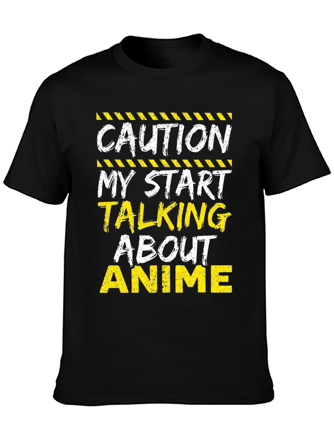 Caution Anime T-Shirt - Black Cotton