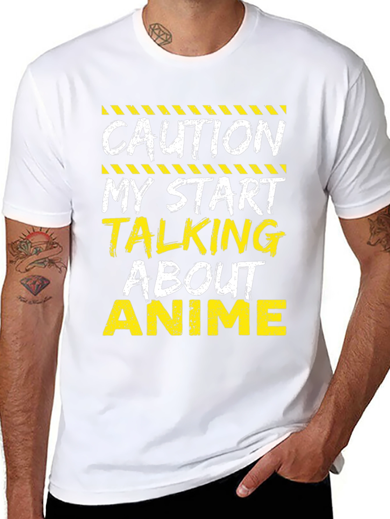 Caution Anime T-Shirt - Black Cotton