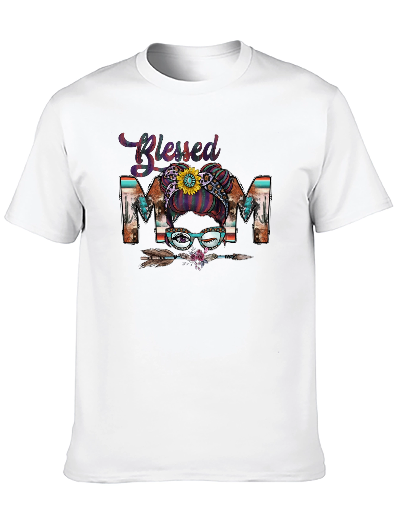 Blessed Mom Messy Bun T-Shirt