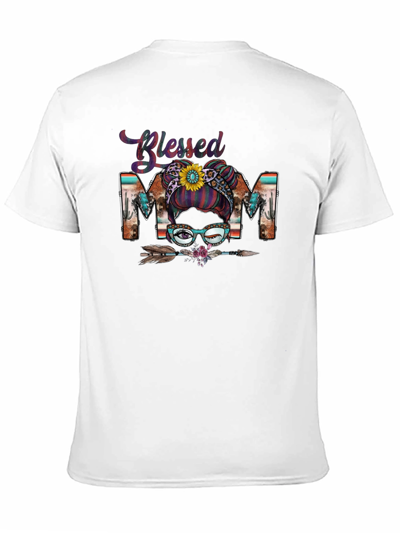 Blessed Mom Messy Bun T-Shirt