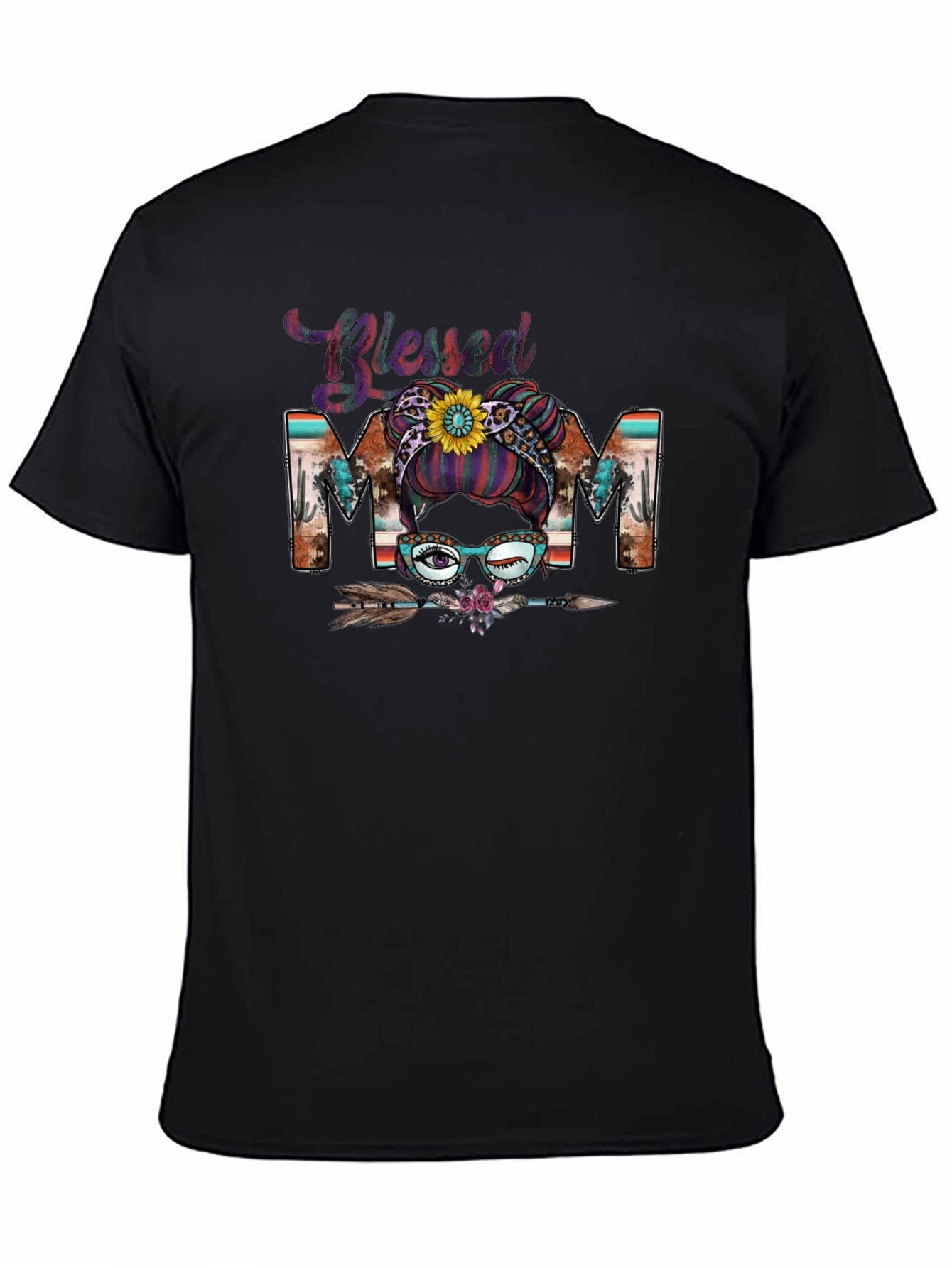 Blessed Mom Messy Bun T-Shirt