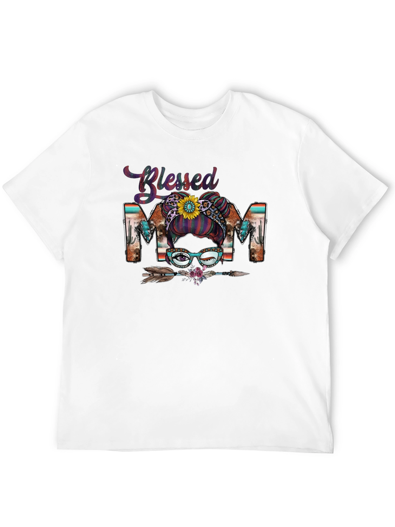 Blessed Mom Messy Bun T-Shirt