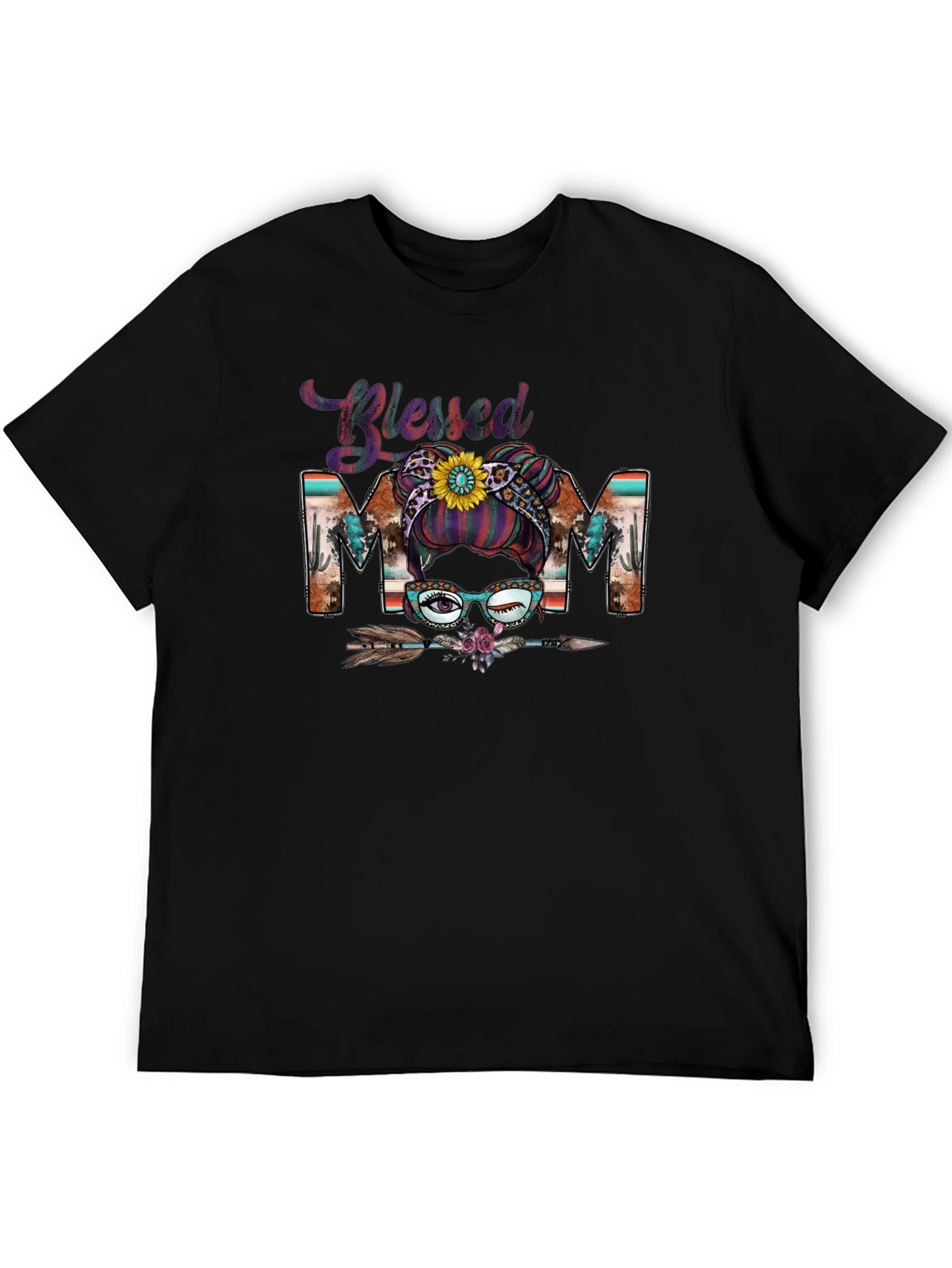 Blessed Mom Messy Bun T-Shirt
