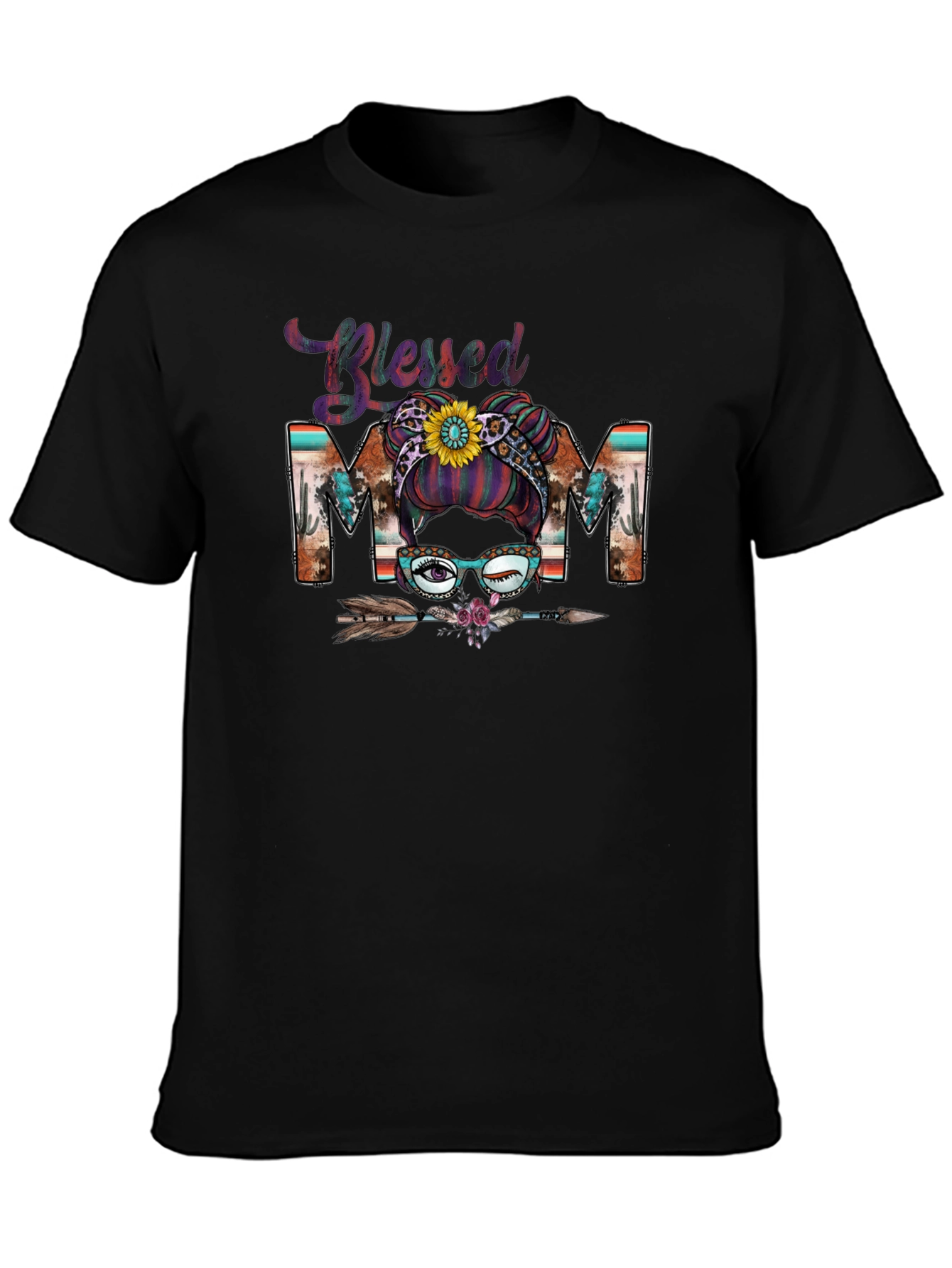 Blessed Mom Messy Bun T-Shirt