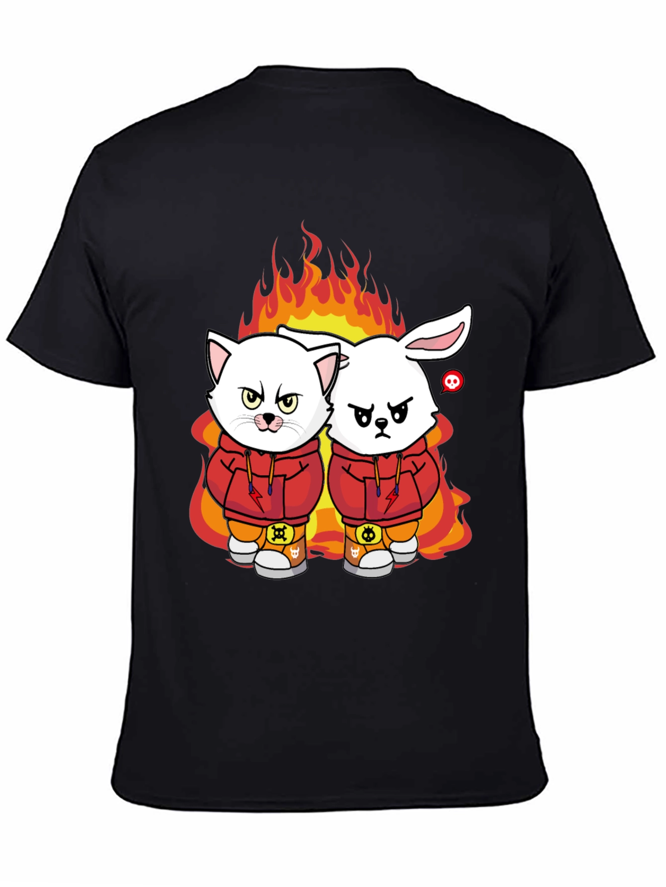 Fiery Friends Graphic Tee - Cat & Rabbit