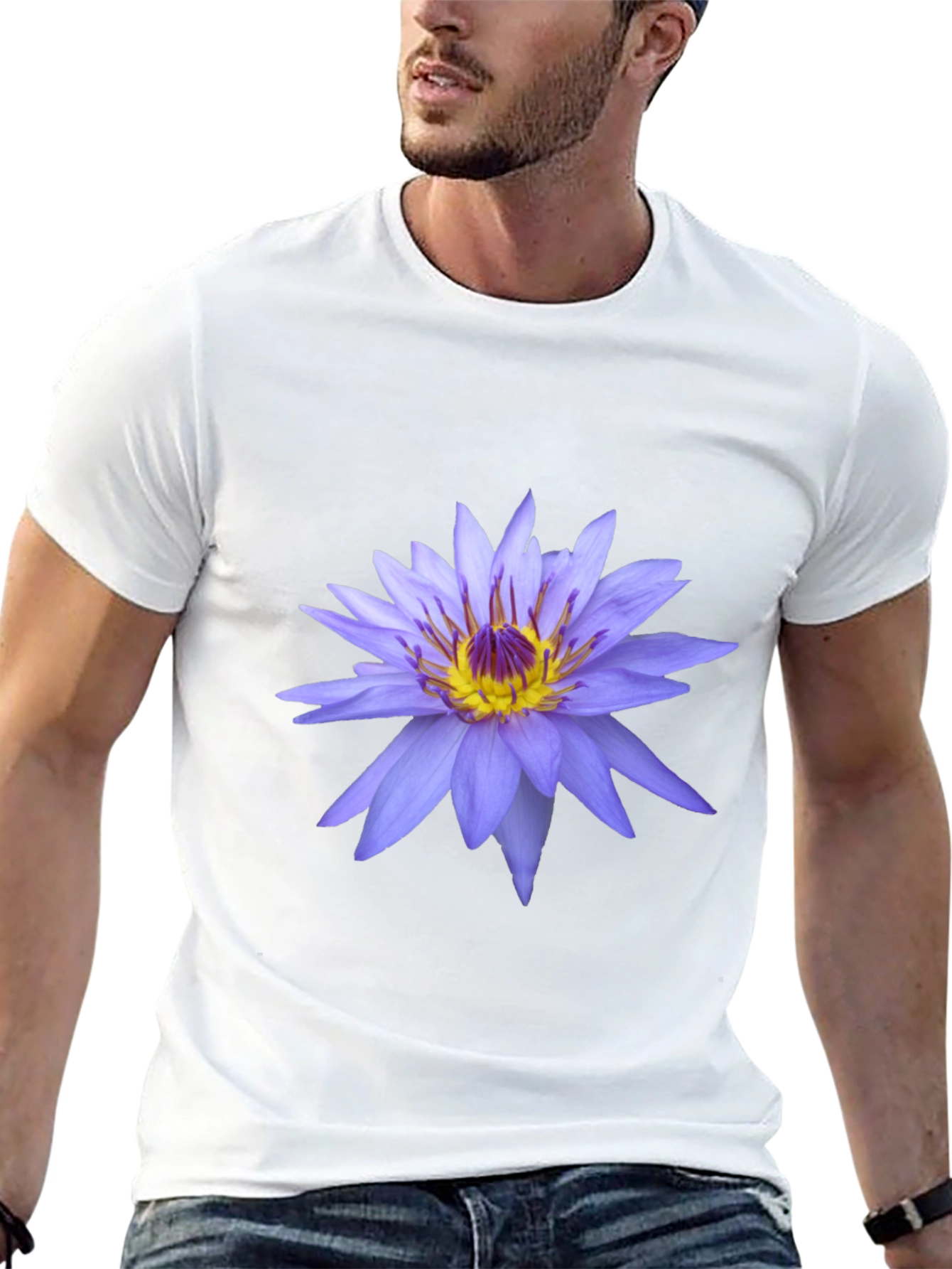 Lotus Flower Graphic Tee - Black Cotton T-Shirt