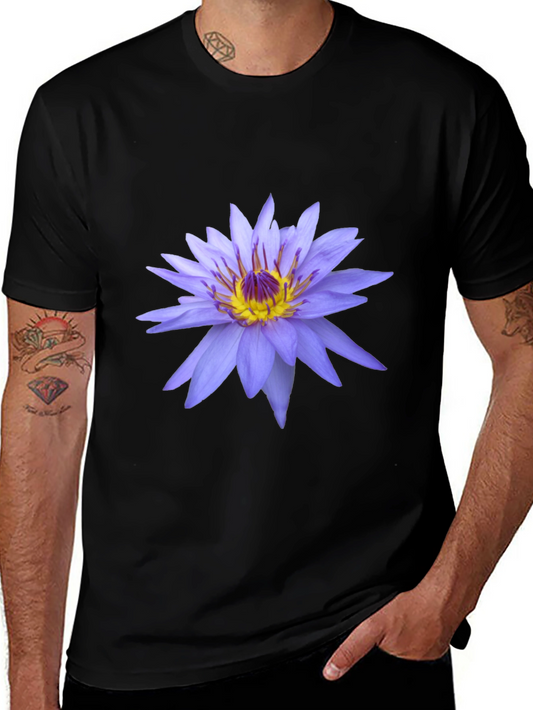 Lotus Flower Graphic Tee - Black Cotton T-Shirt