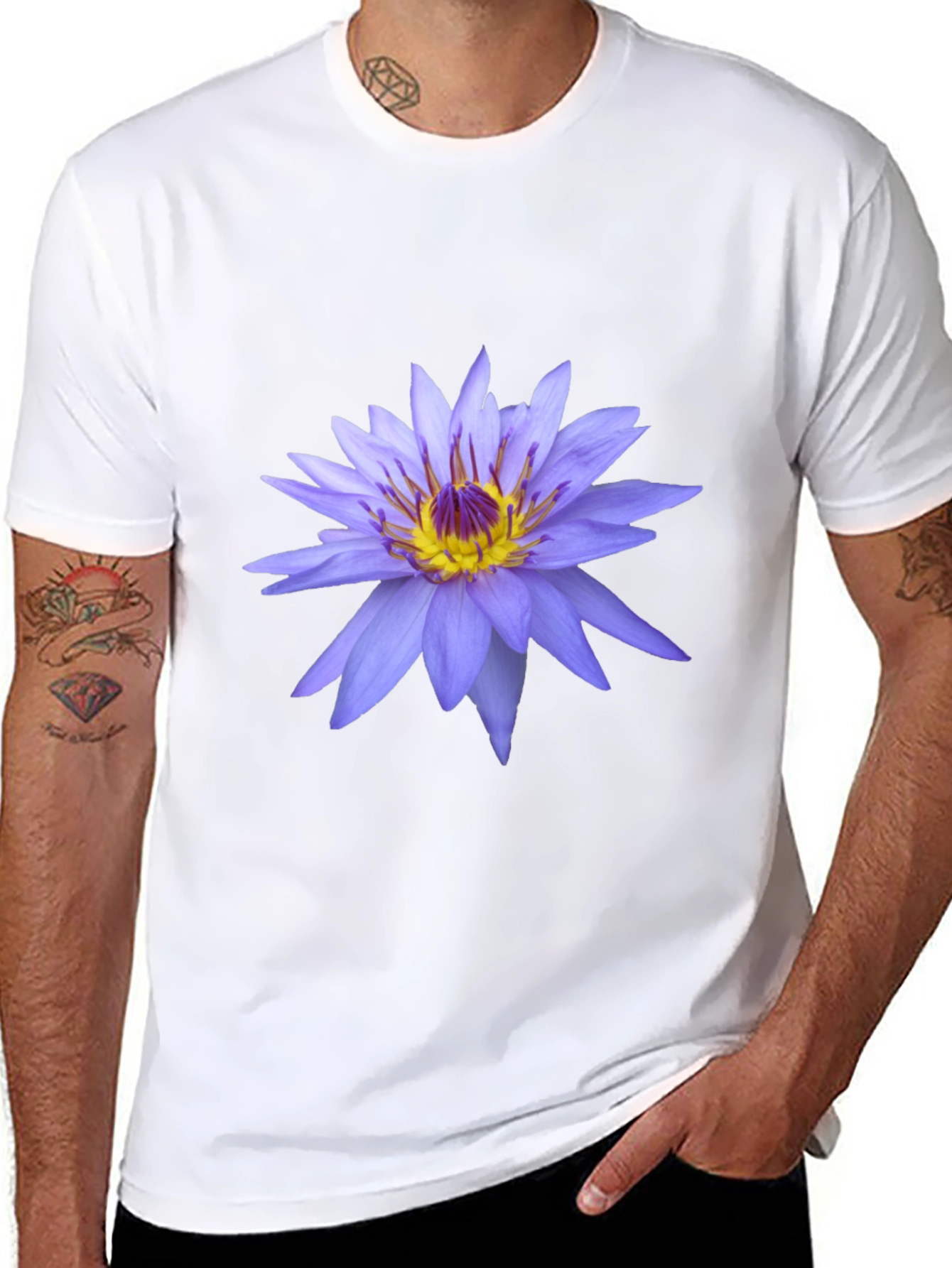 Lotus Flower Graphic Tee - Black Cotton T-Shirt