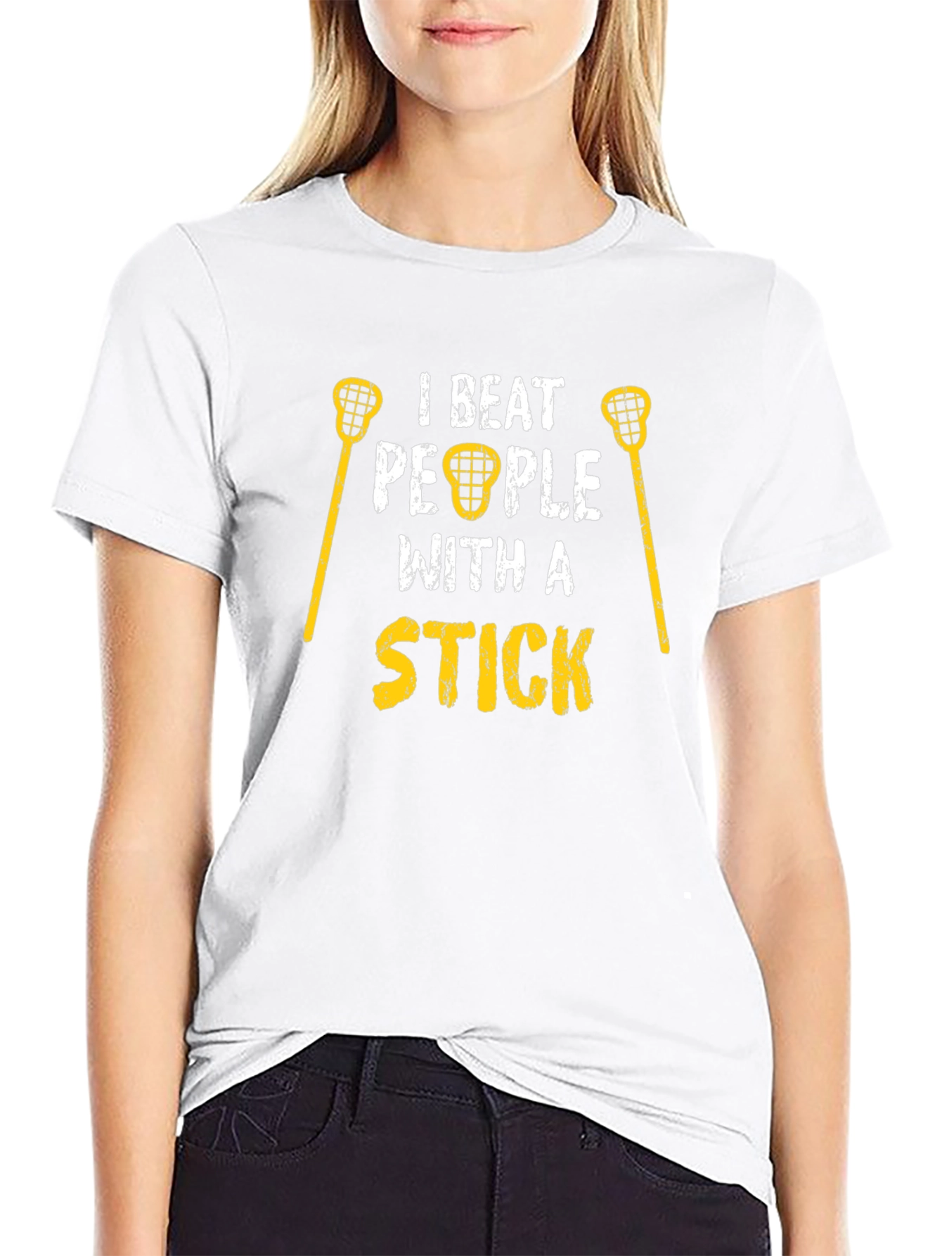 I Beat People With a Stick T-Shirt Lacrosse