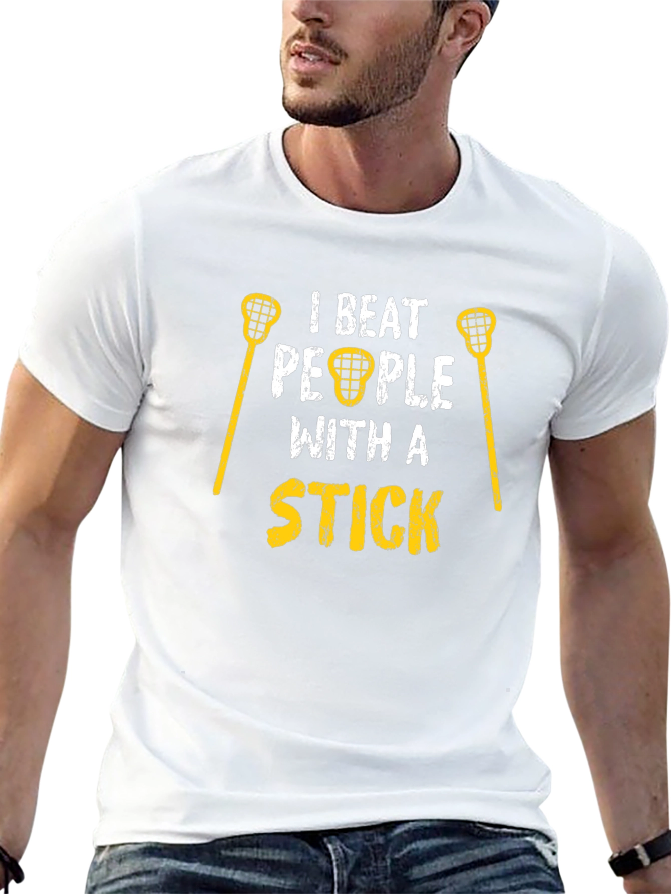 I Beat People With a Stick T-Shirt Lacrosse