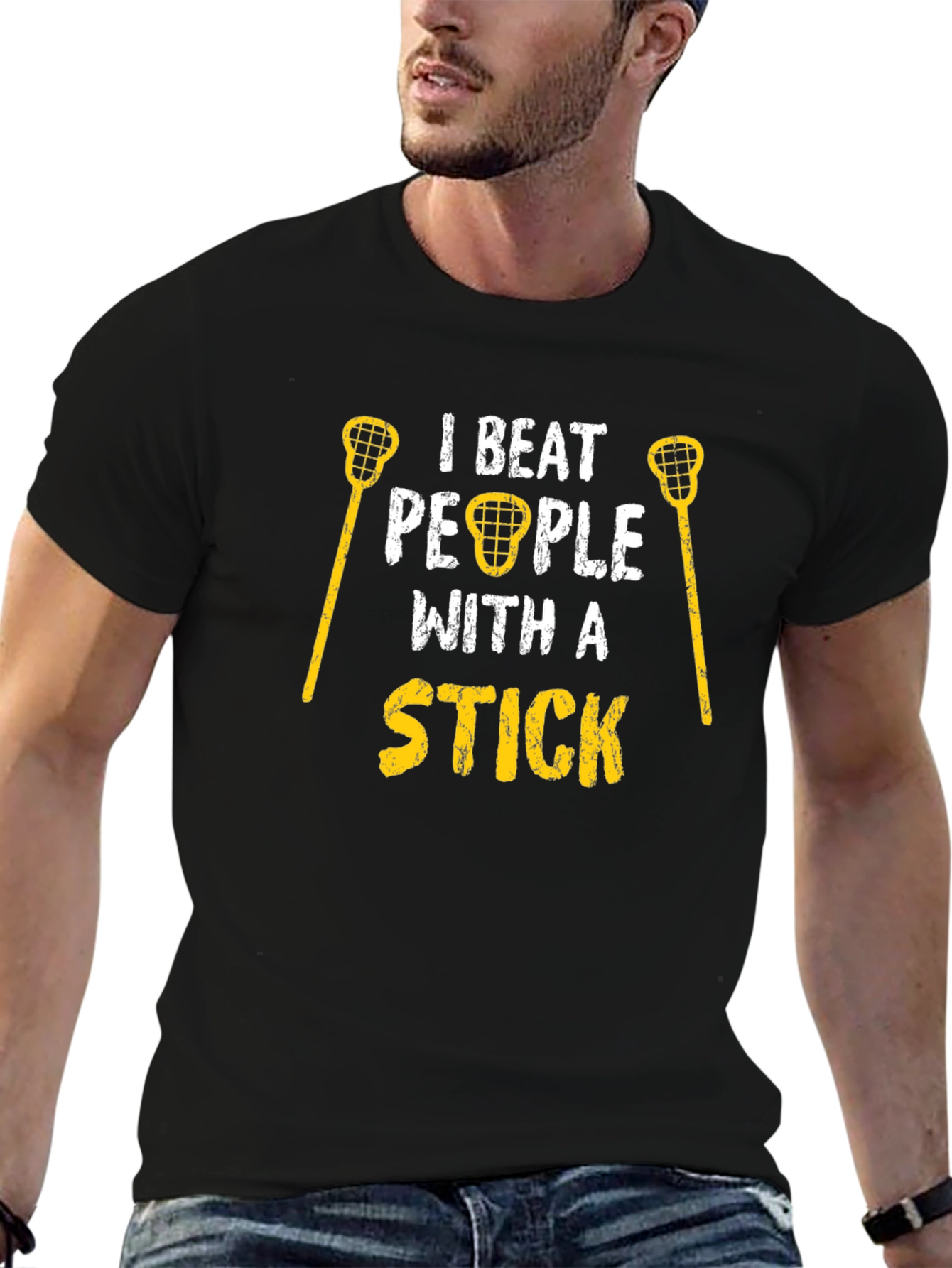 I Beat People With a Stick T-Shirt Lacrosse