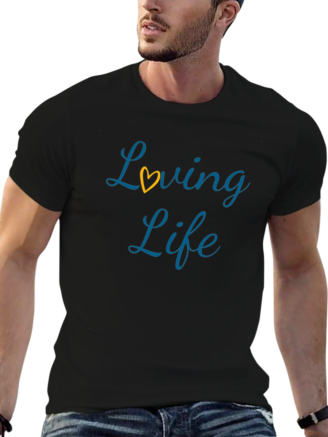 Loving Life Black T-Shirt with Heart Detail