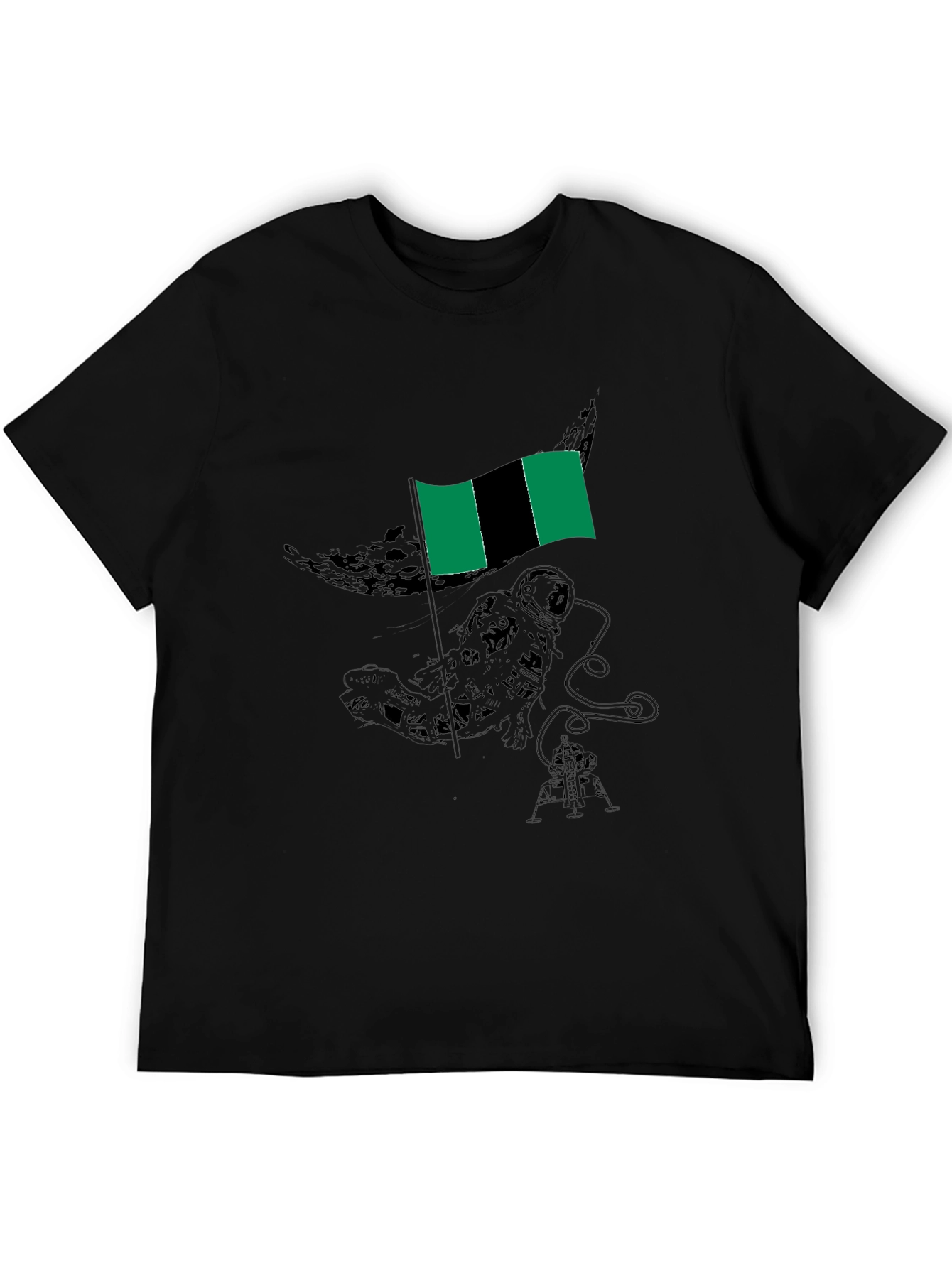 Astronaut & Flag Graphic Black T-Shirt