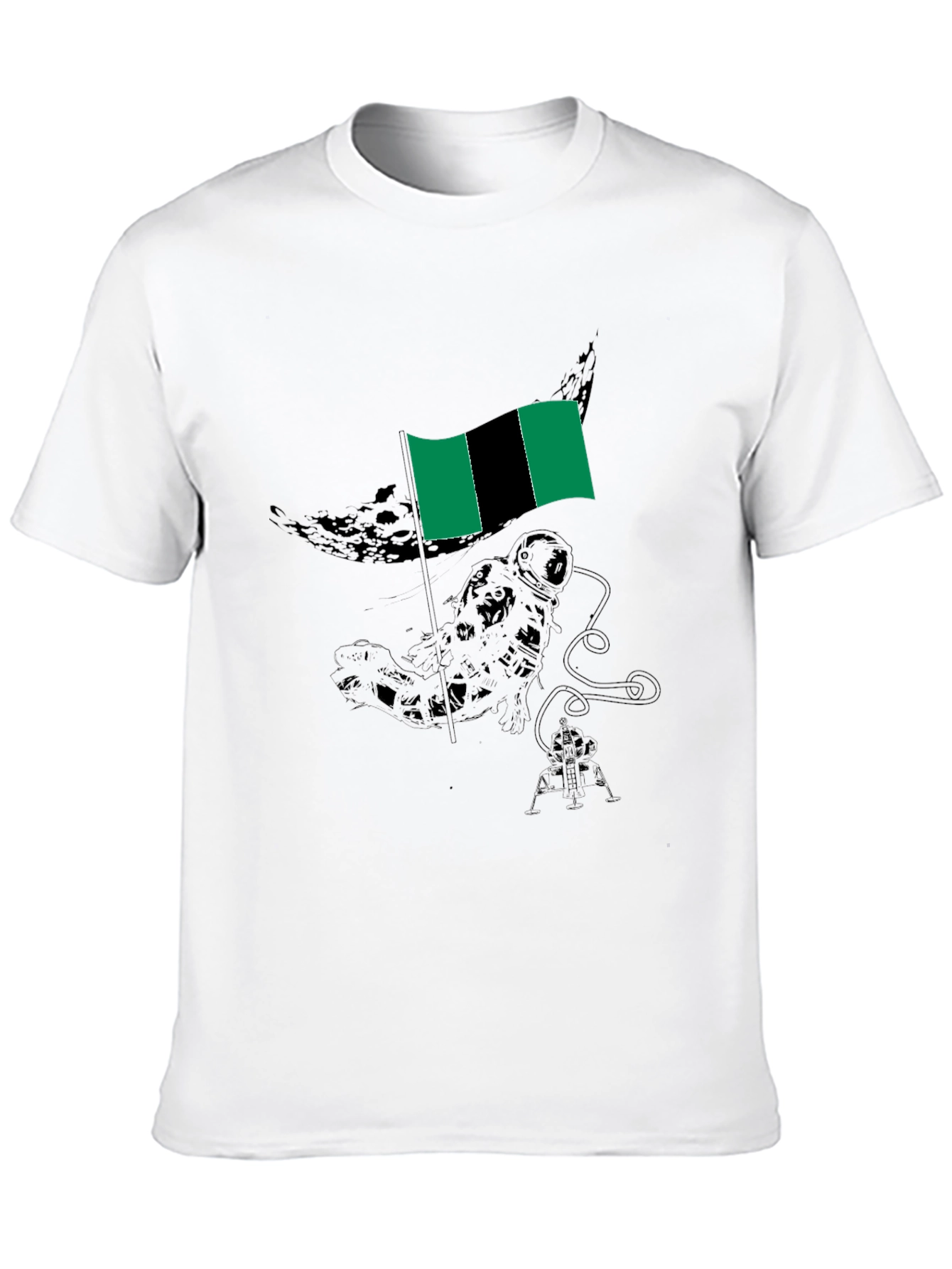 Astronaut & Flag Graphic Black T-Shirt