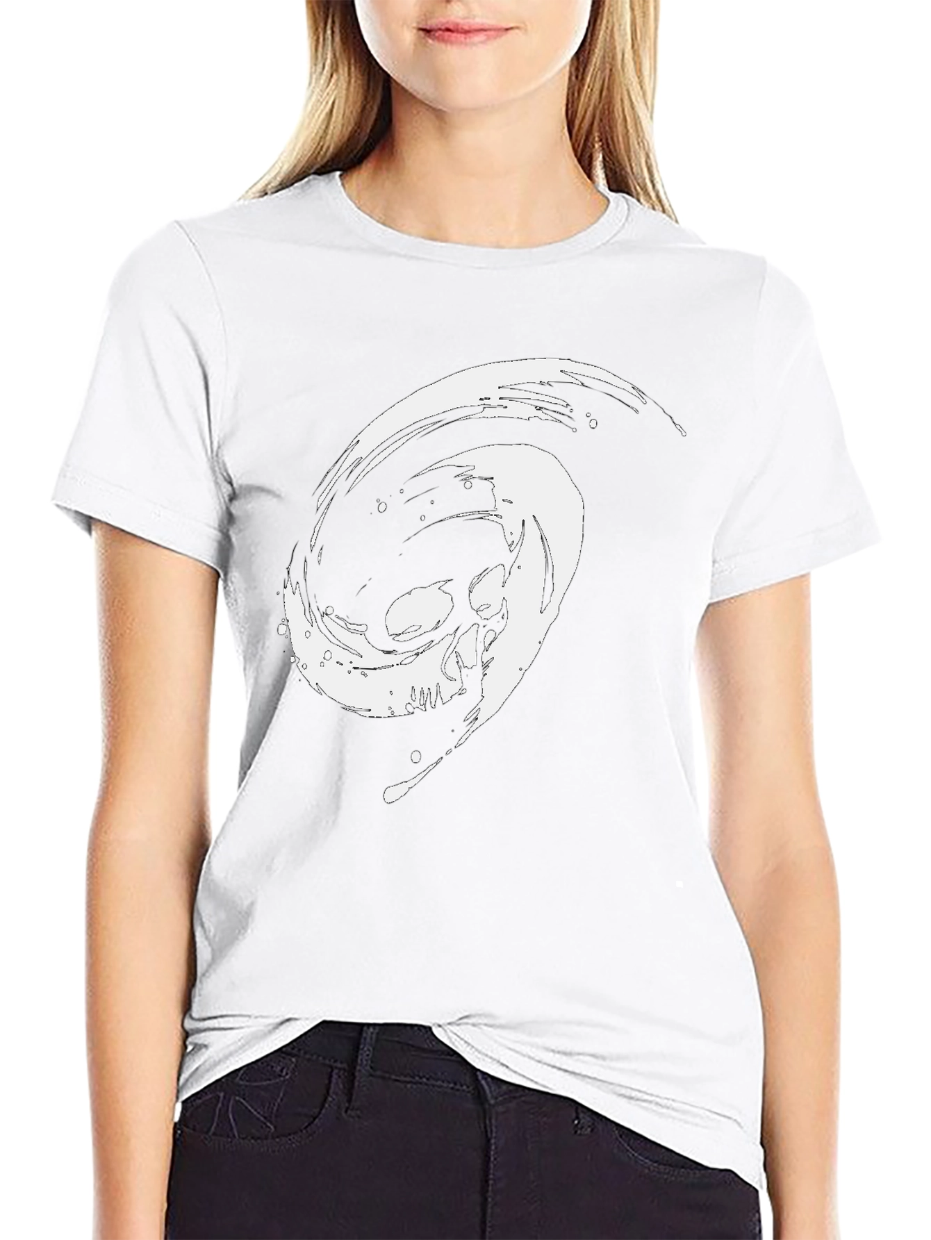 Edgy Skull Graphic Tee - Black Cotton T-Shirt