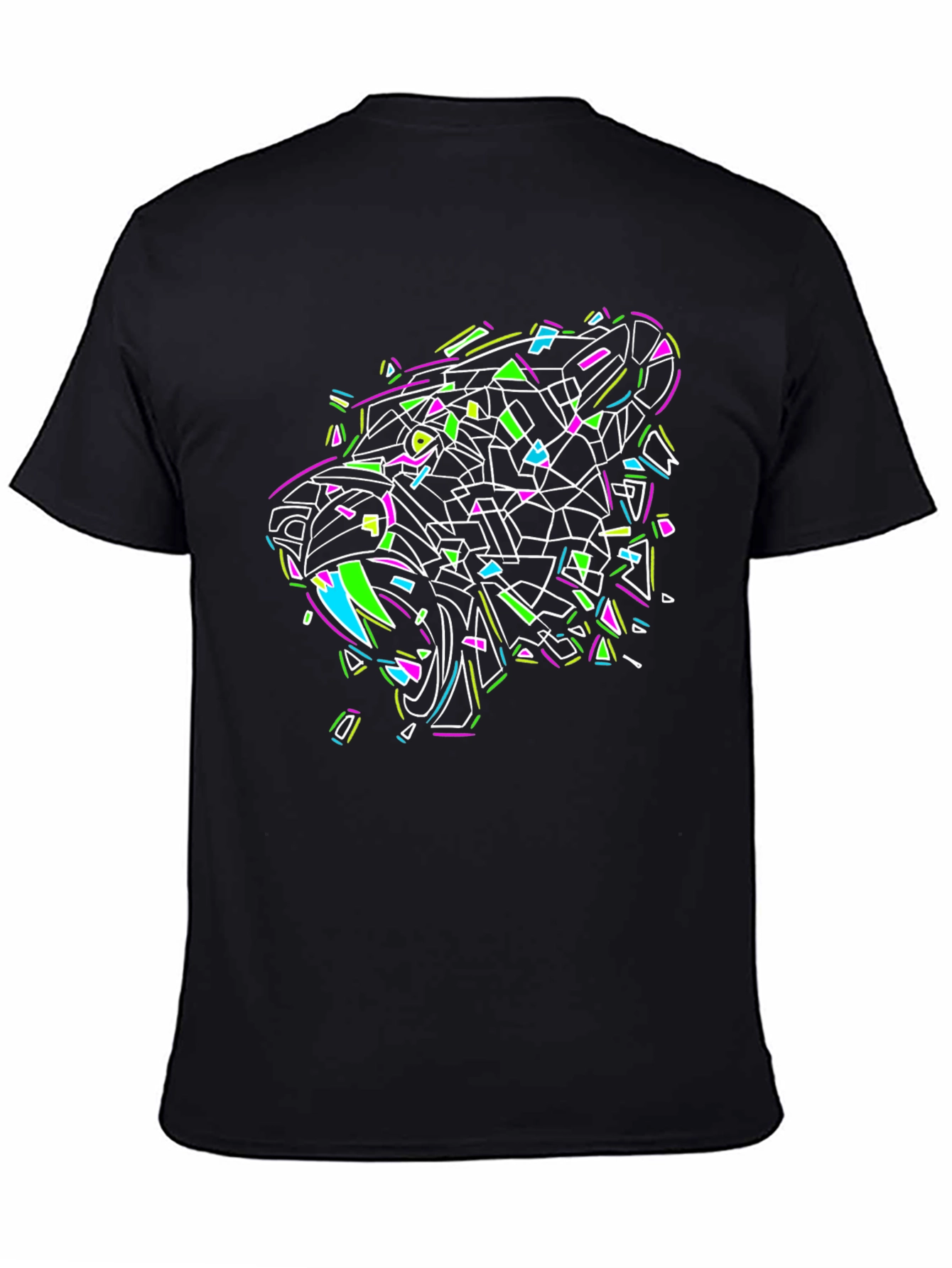 Geometric Panther Graphic Black T-Shirt