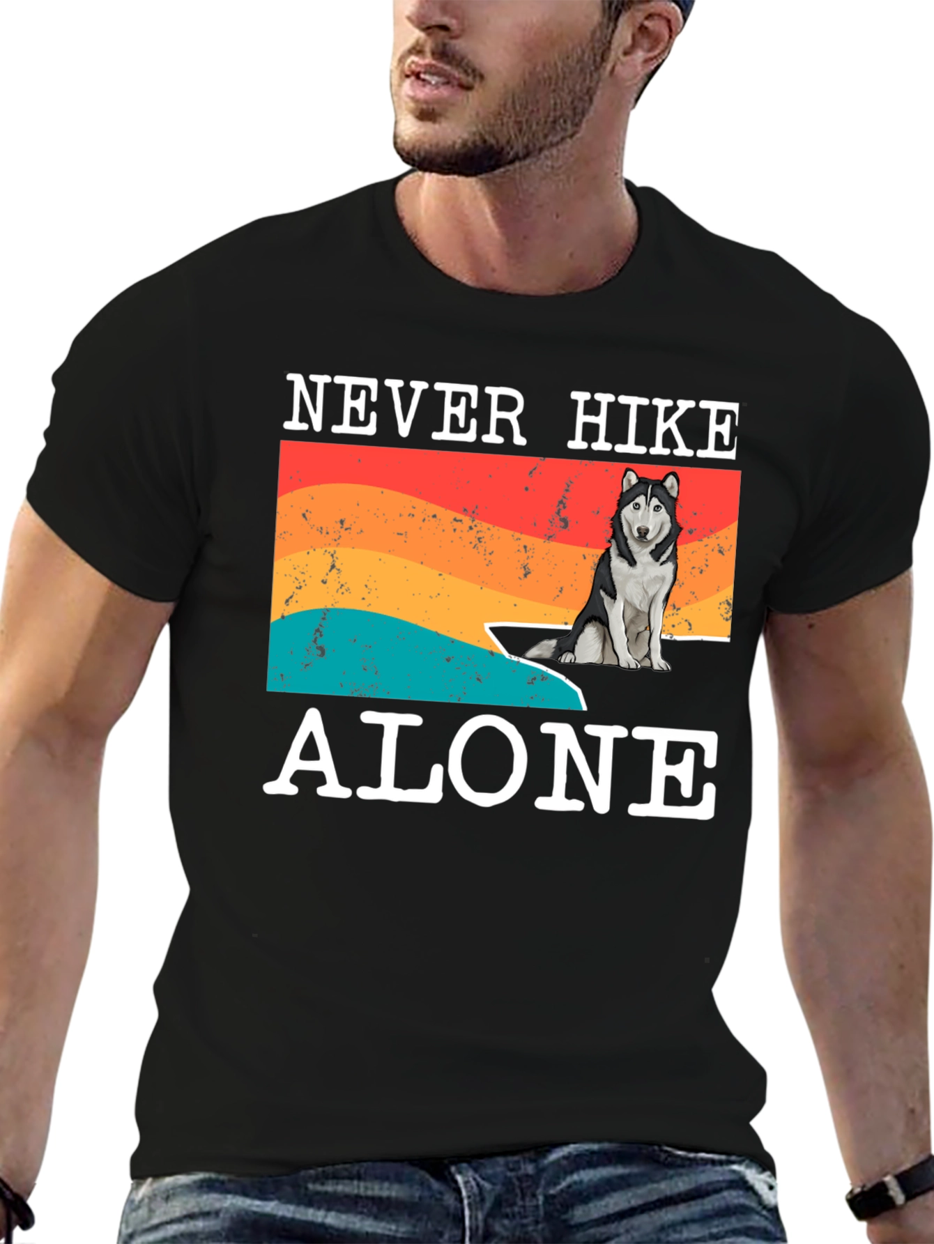Never Hike Alone T-Shirt - Dog Lover Hiking Tee