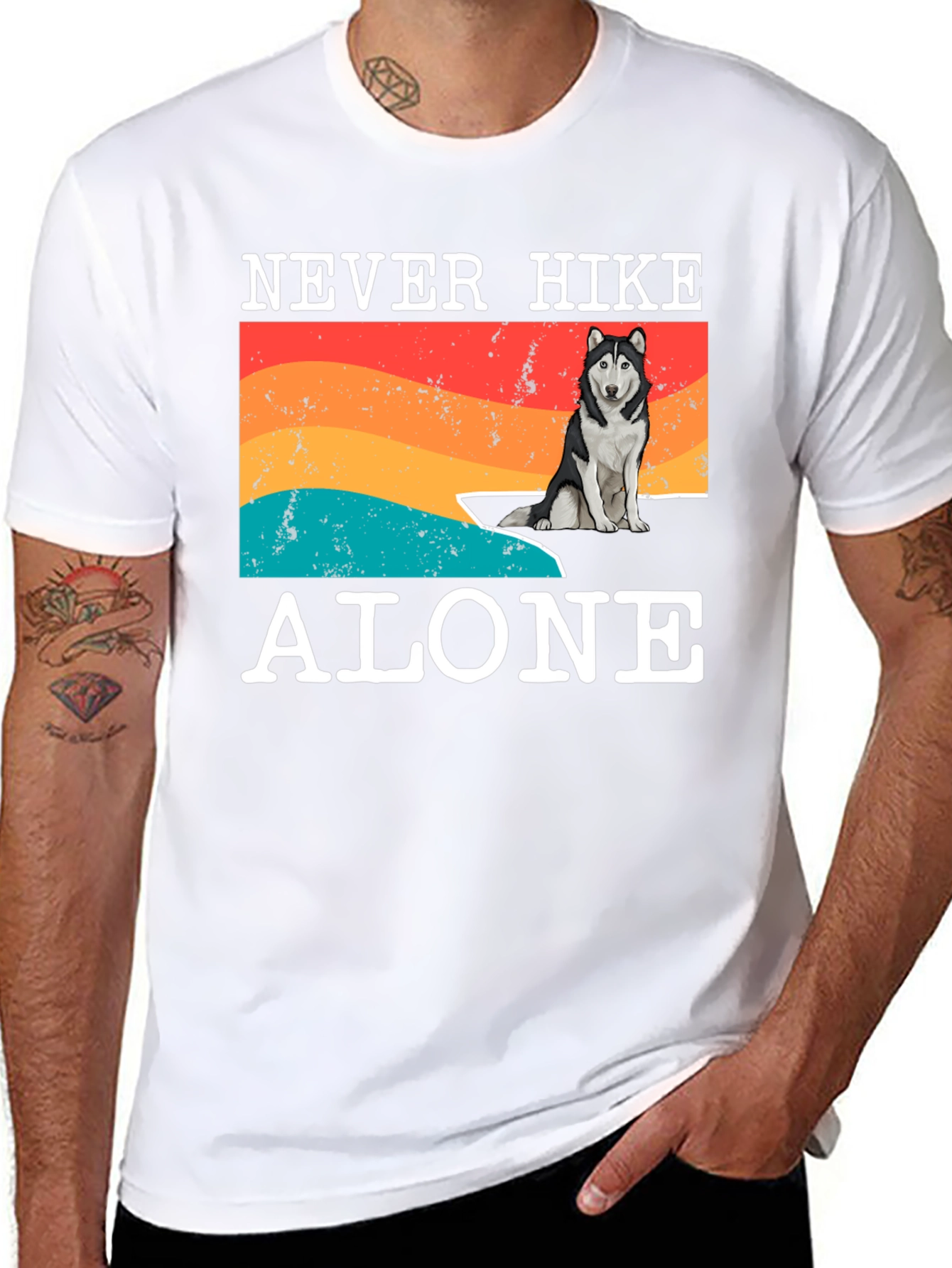 Never Hike Alone T-Shirt - Dog Lover Hiking Tee