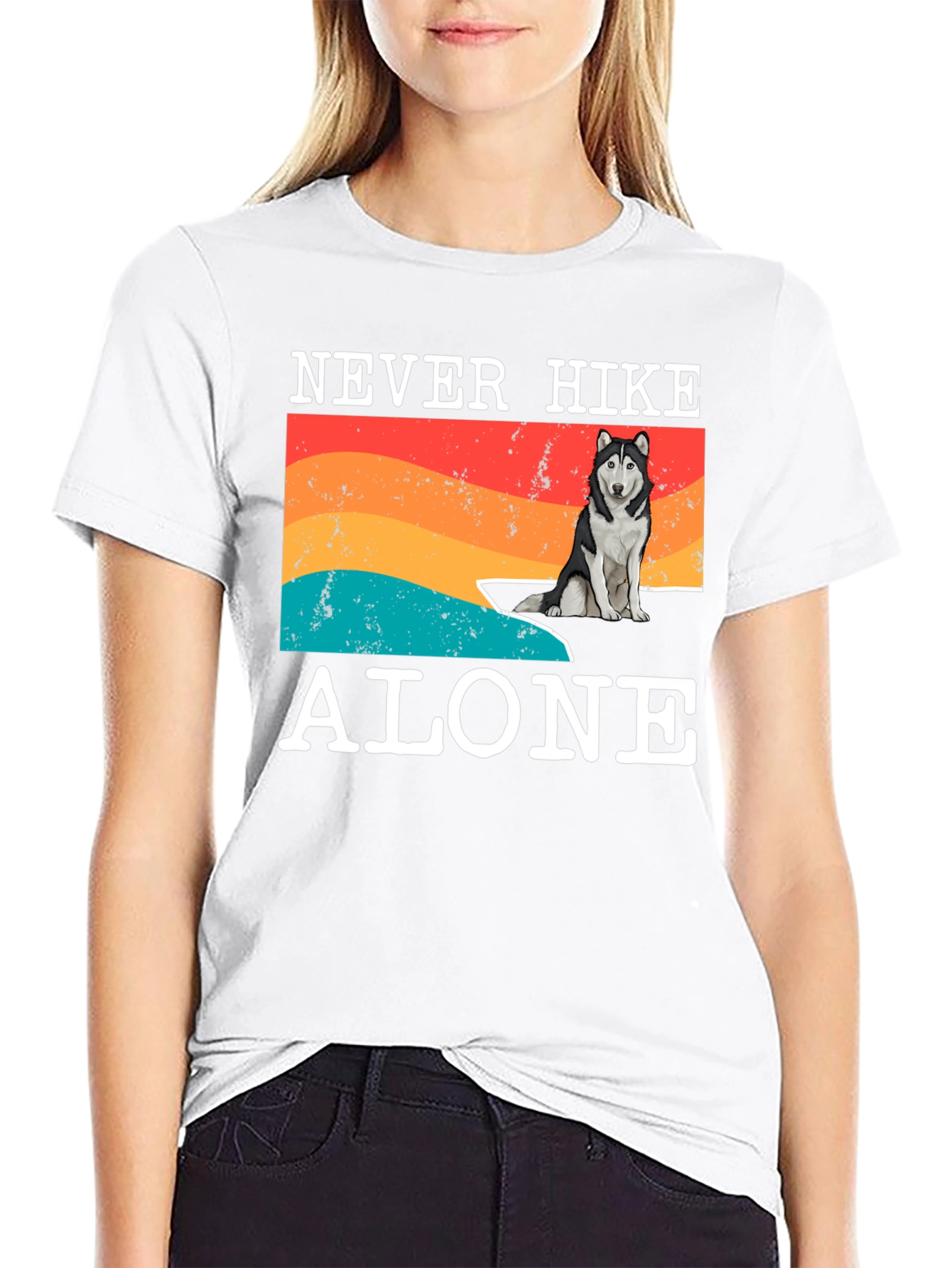 Never Hike Alone T-Shirt - Dog Lover Hiking Tee