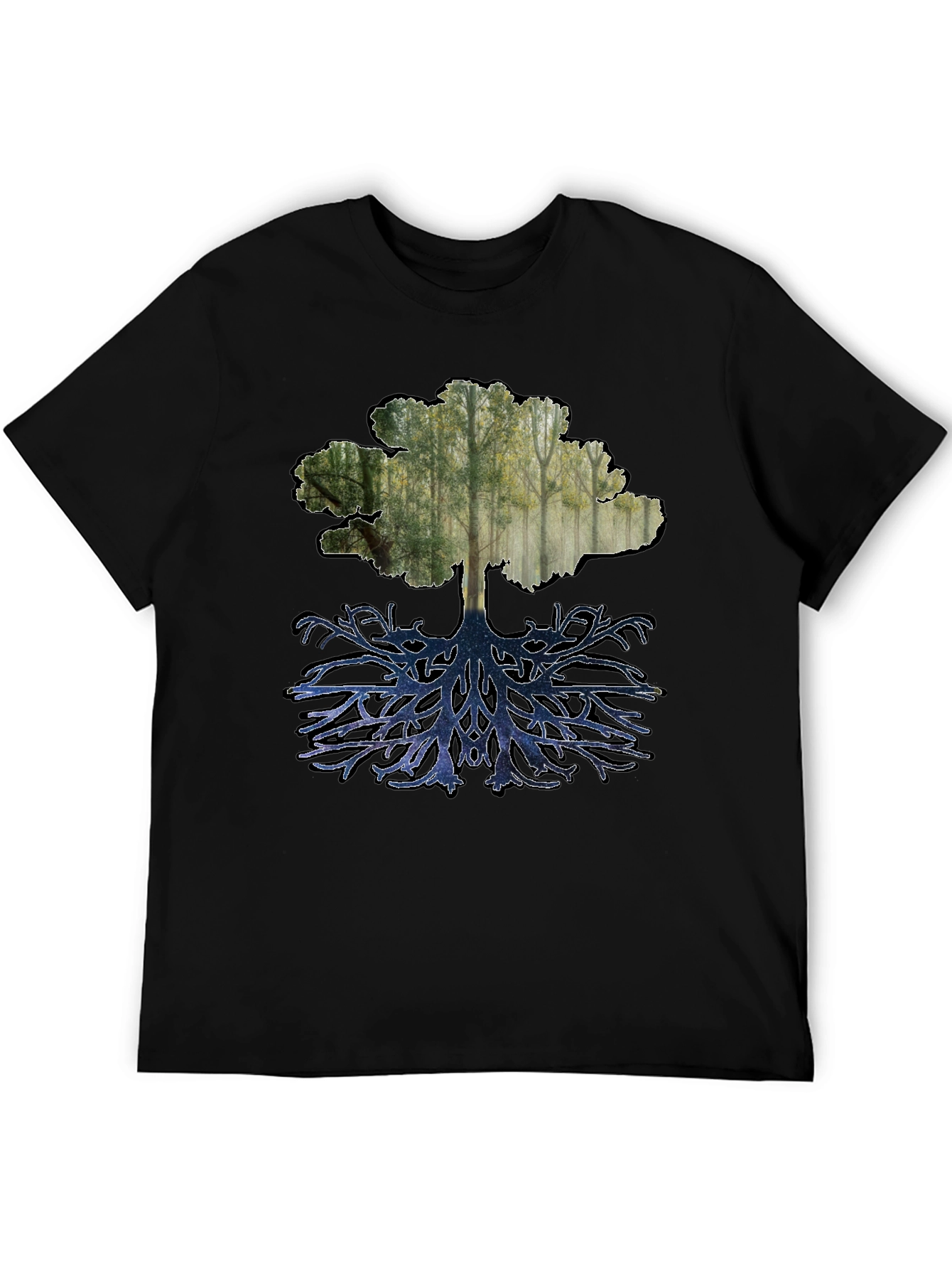 Nature Tree Graphic Tee - Black Cotton Blend