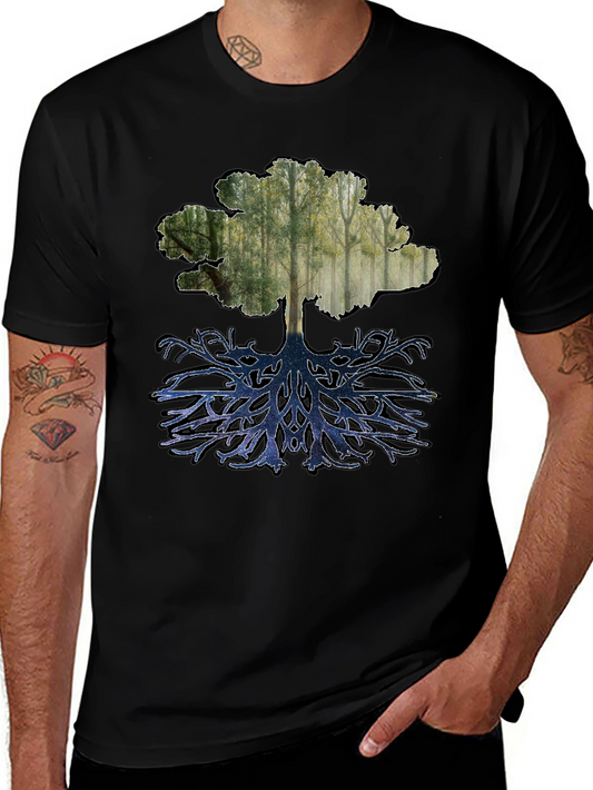 Nature Tree Graphic Tee - Black Cotton Blend