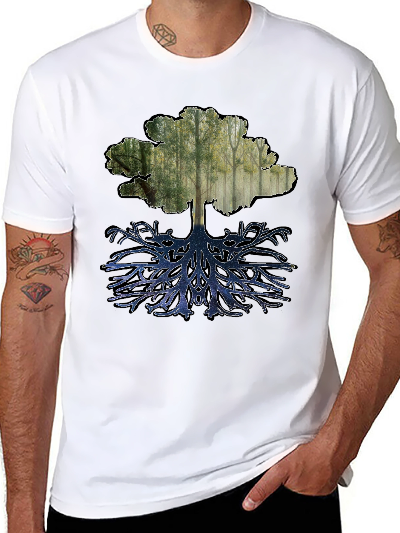 Nature Tree Graphic Tee - Black Cotton Blend