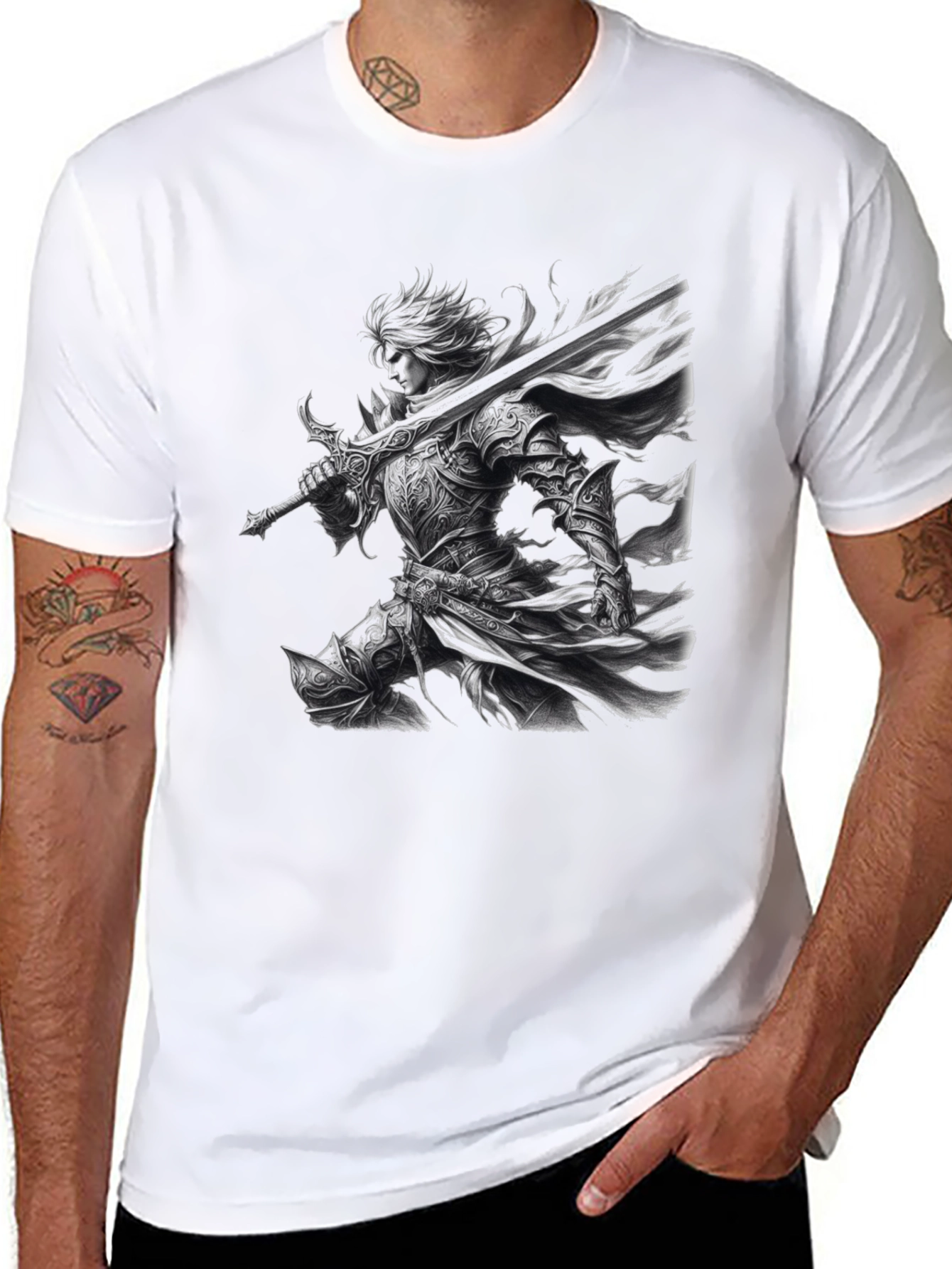 Warrior Graphic Print Black T-Shirt