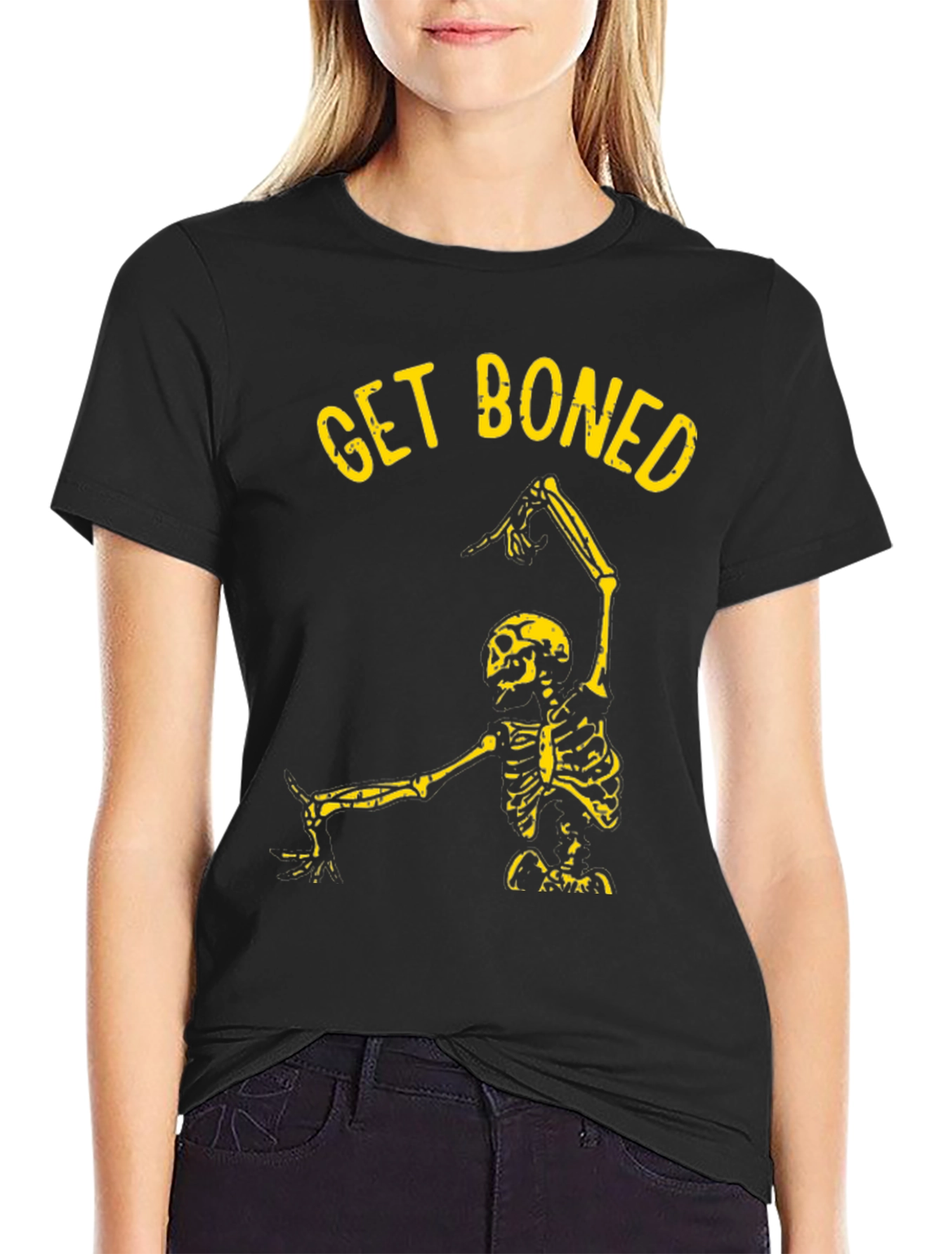 Get Boned Skeleton Graphic Tee - Black