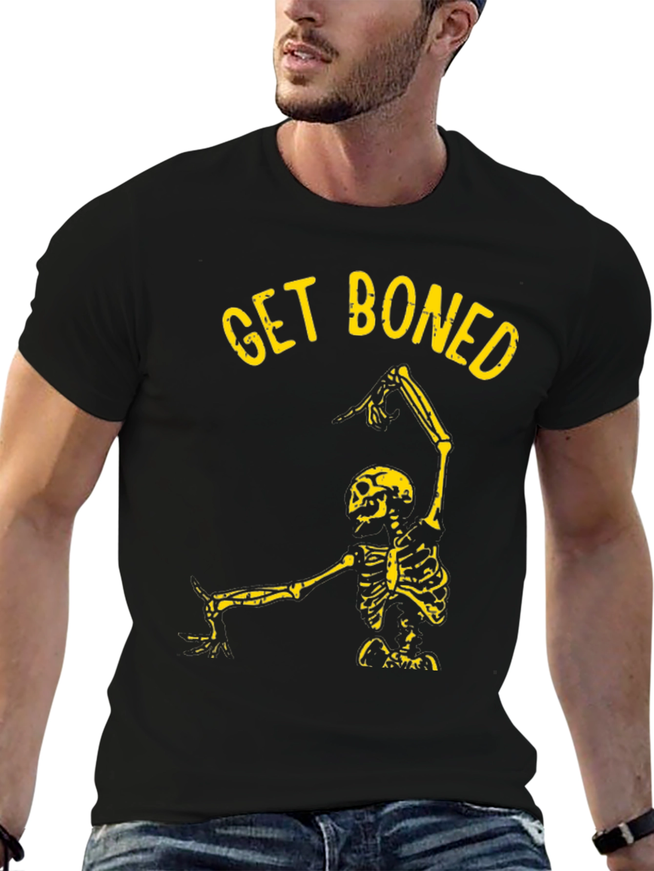 Get Boned Skeleton Graphic Tee - Black