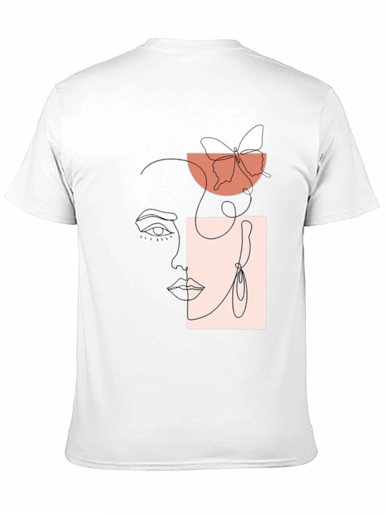 Abstract Face & Butterfly Graphic Black T-Shirt