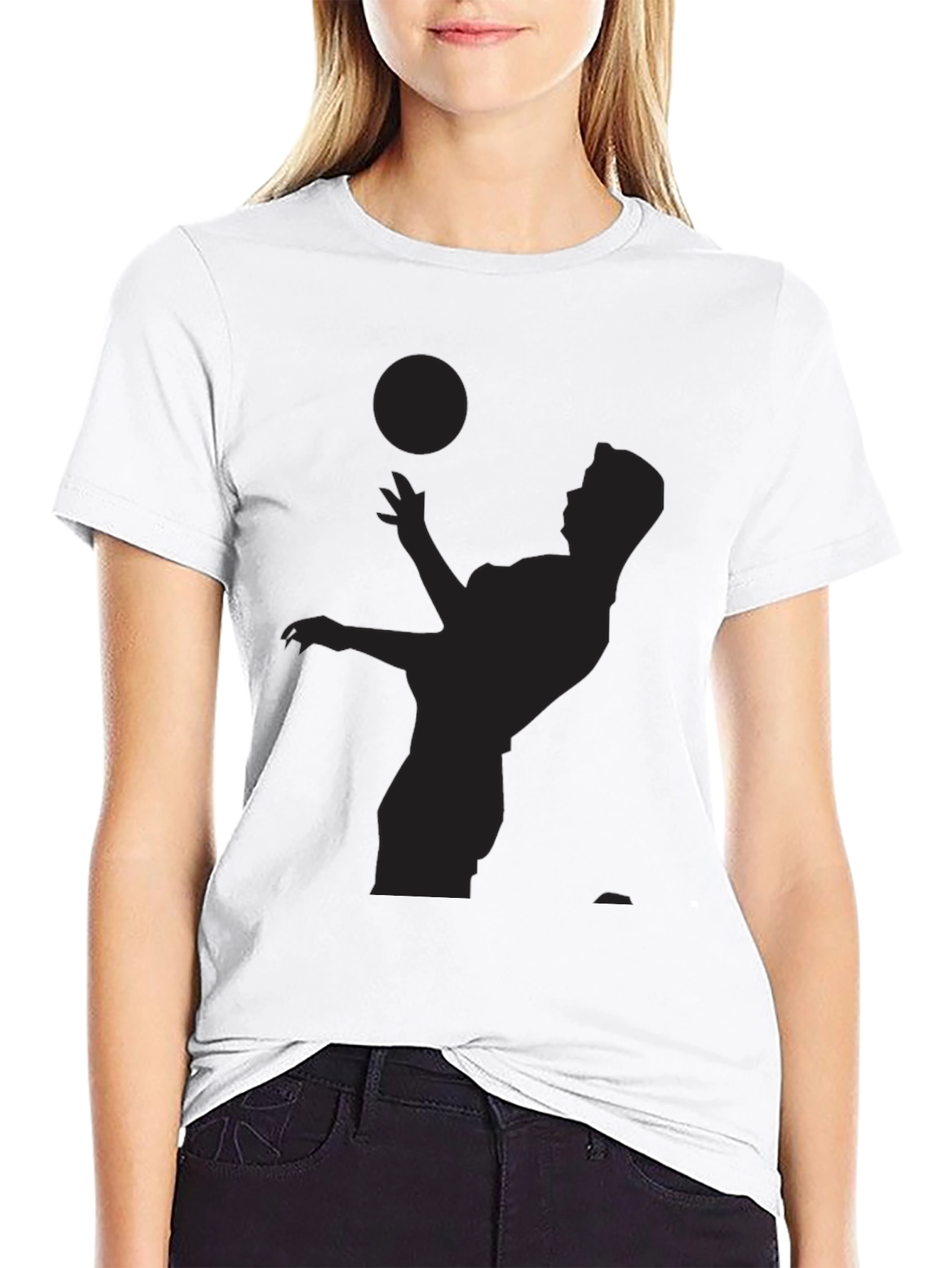Soccer Player Silhouette Black T-Shirt
