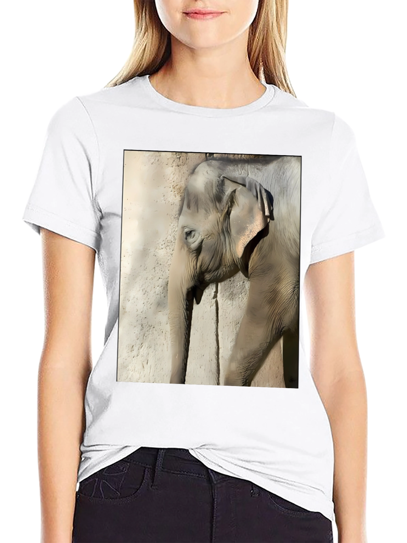 Elephant Graphic Print T-Shirt - Classic Black Tee