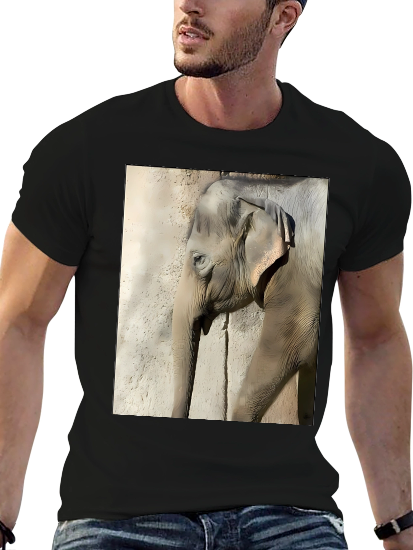 Elephant Graphic Print T-Shirt - Classic Black Tee