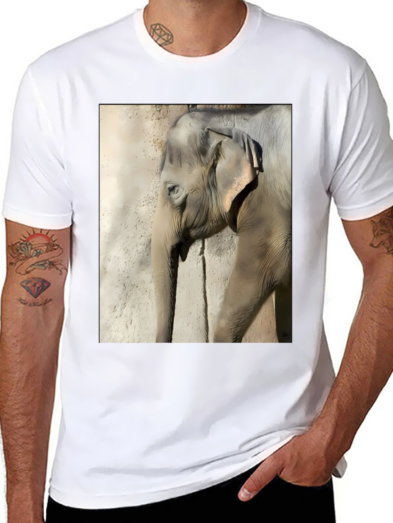Elephant Graphic Print T-Shirt - Classic Black Tee