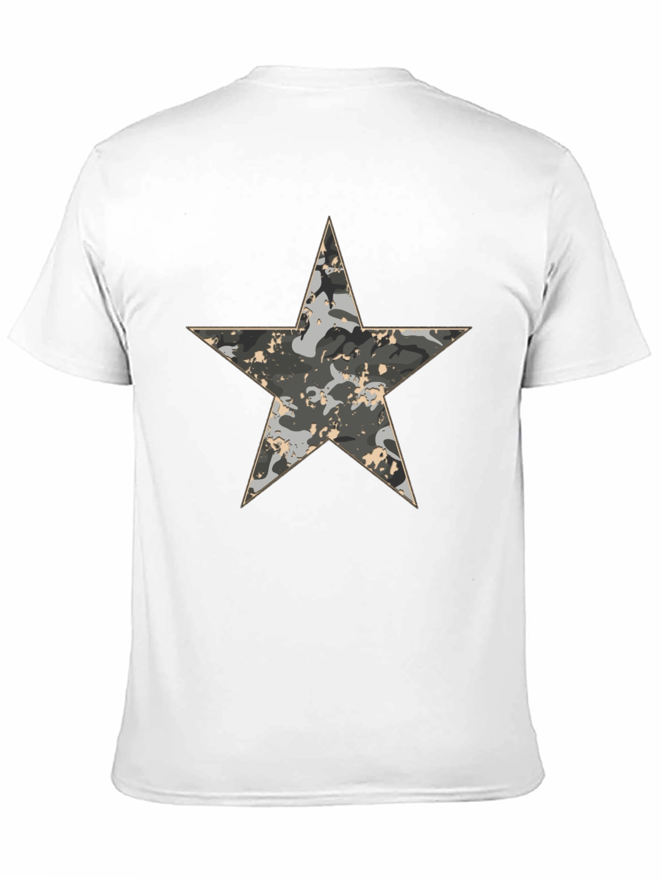 Camouflage Star Graphic Print Black T-Shirt