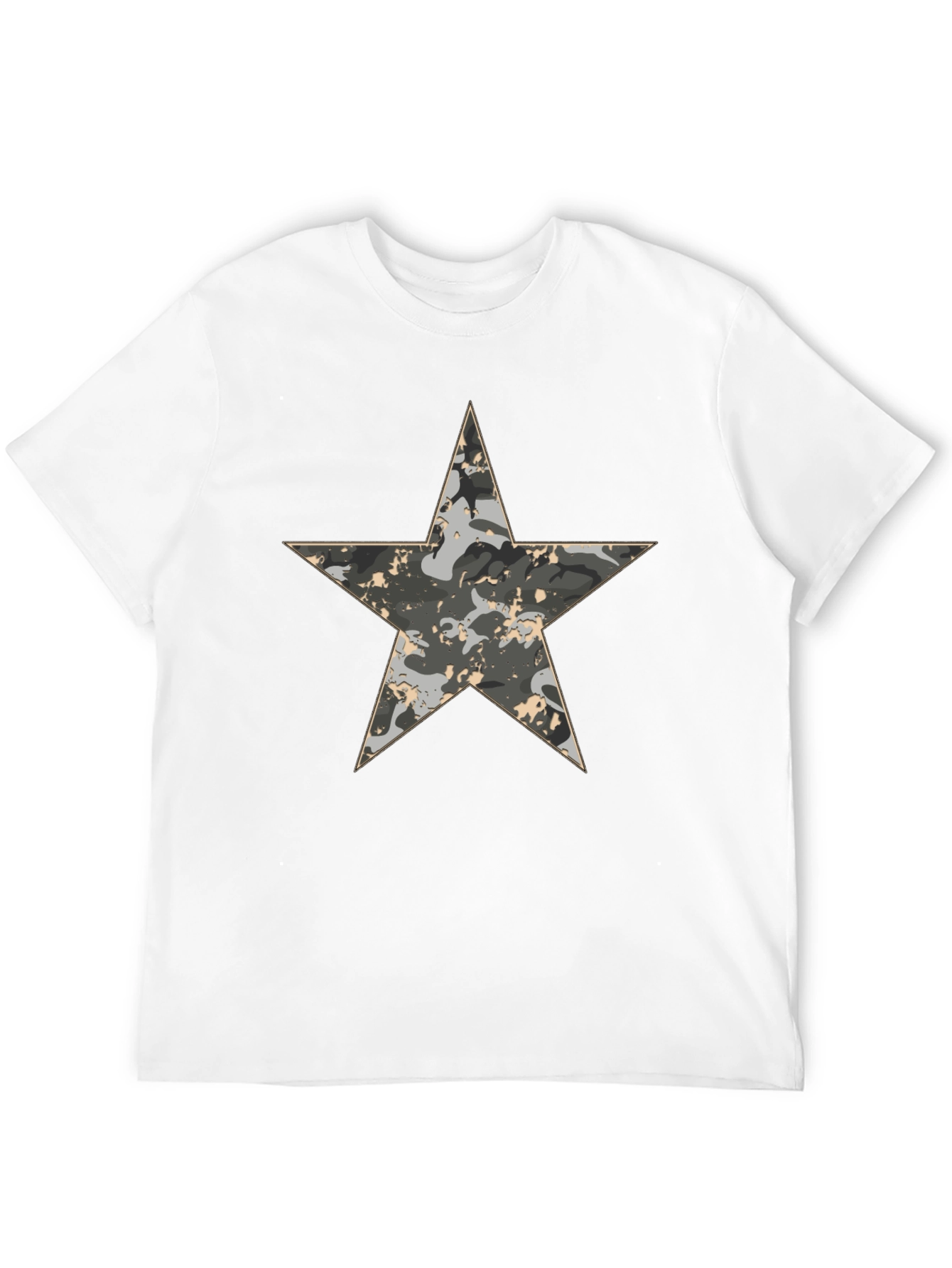 Camouflage Star Graphic Print Black T-Shirt