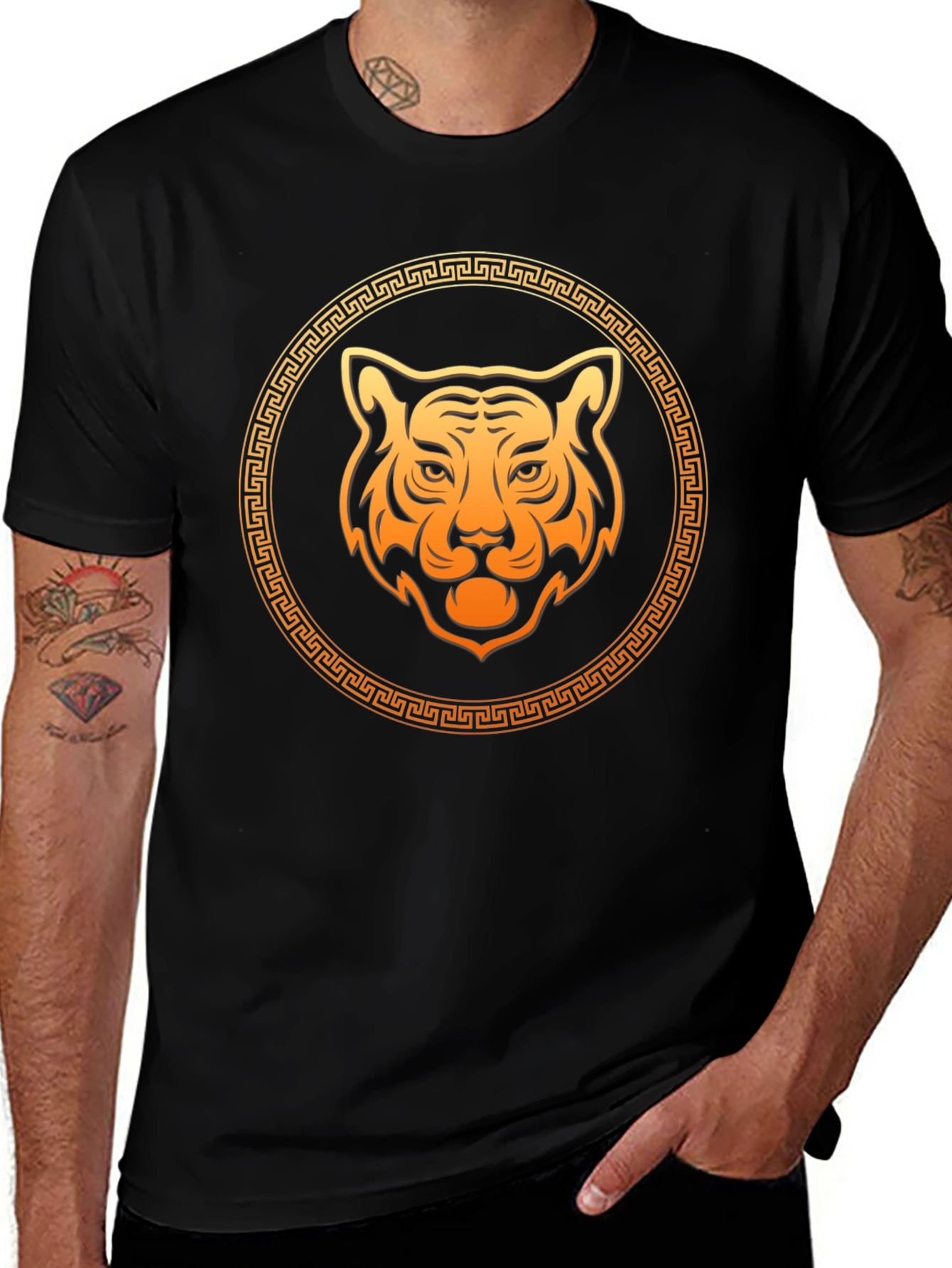 Tiger Graphic Black Tee - Trendy Mens T-Shirt
