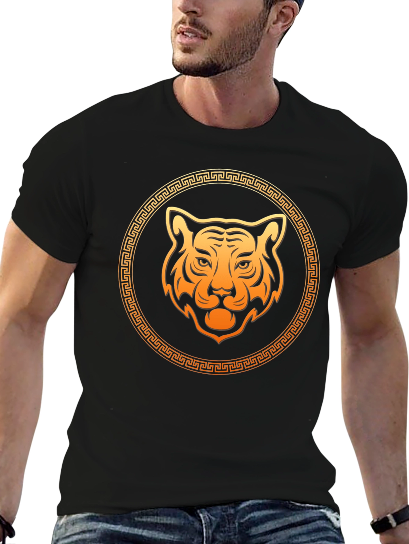 Tiger Graphic Black Tee - Trendy Mens T-Shirt