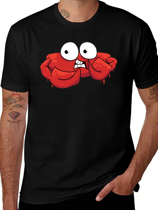 Funny Cartoon Crab Graphic Black T-Shirt