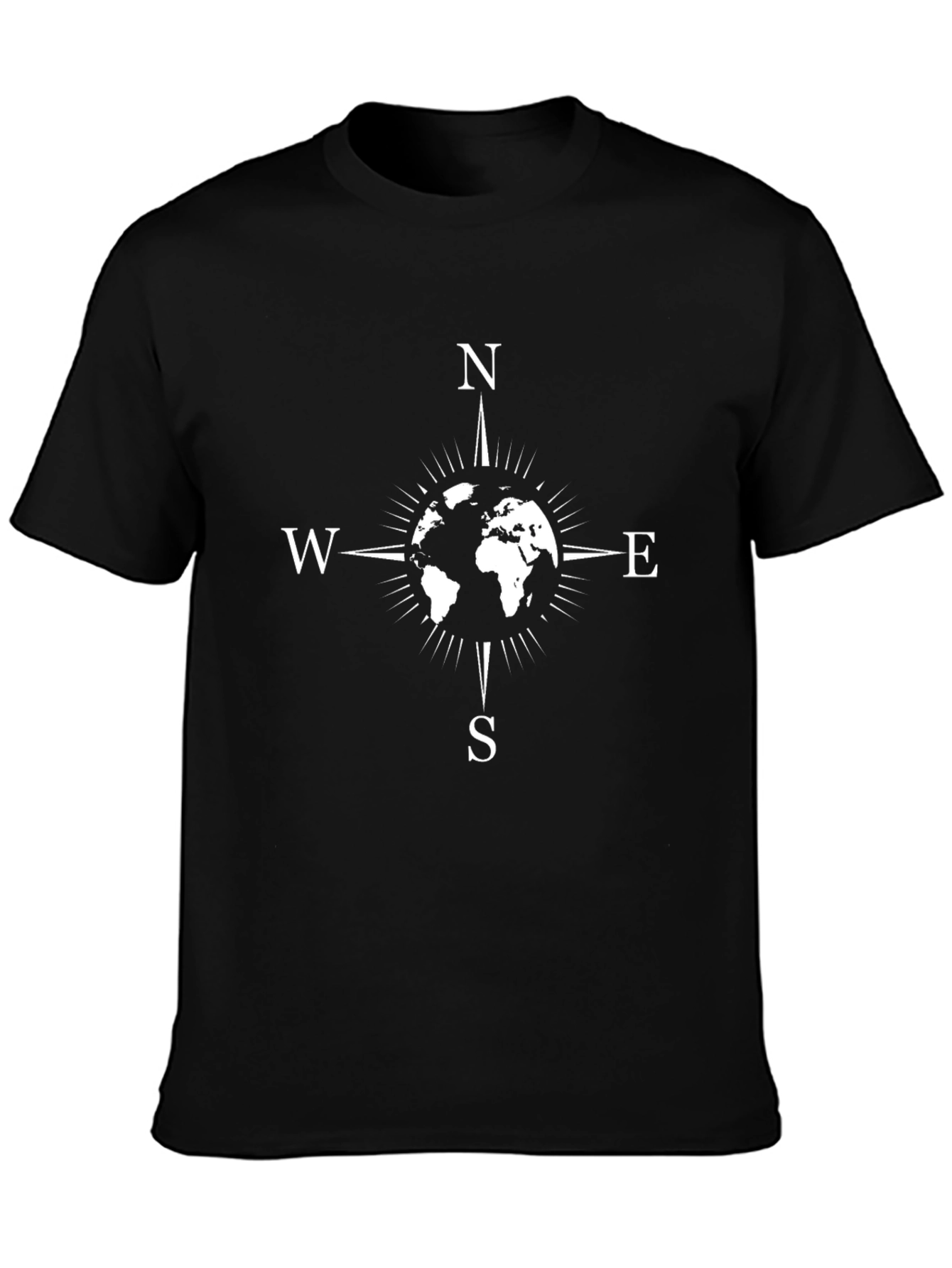 Compass Rose Earth Graphic Tee - Black