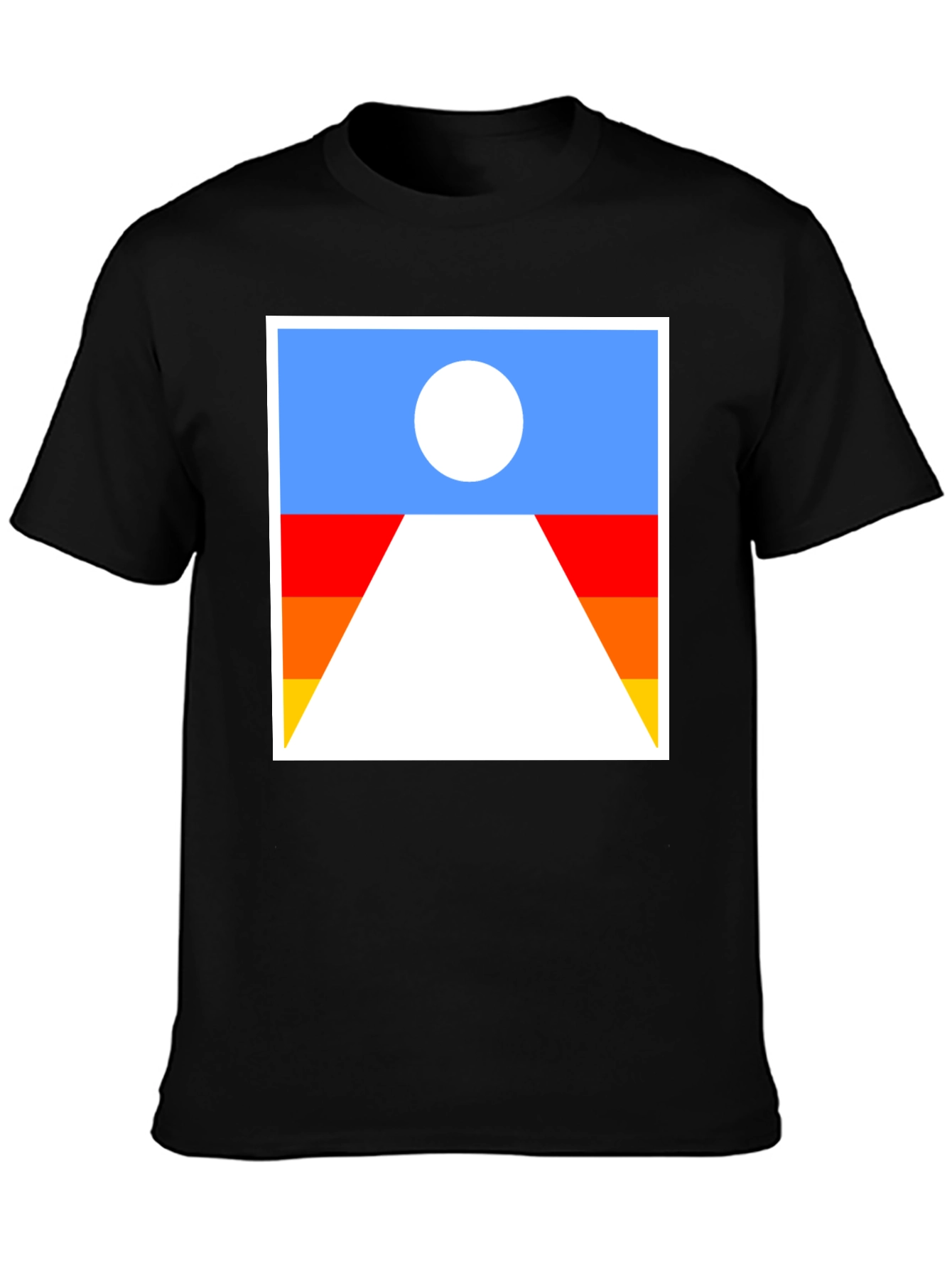 Abstract Sunset Graphic Tee - Soft Black Cotton T-Shirt