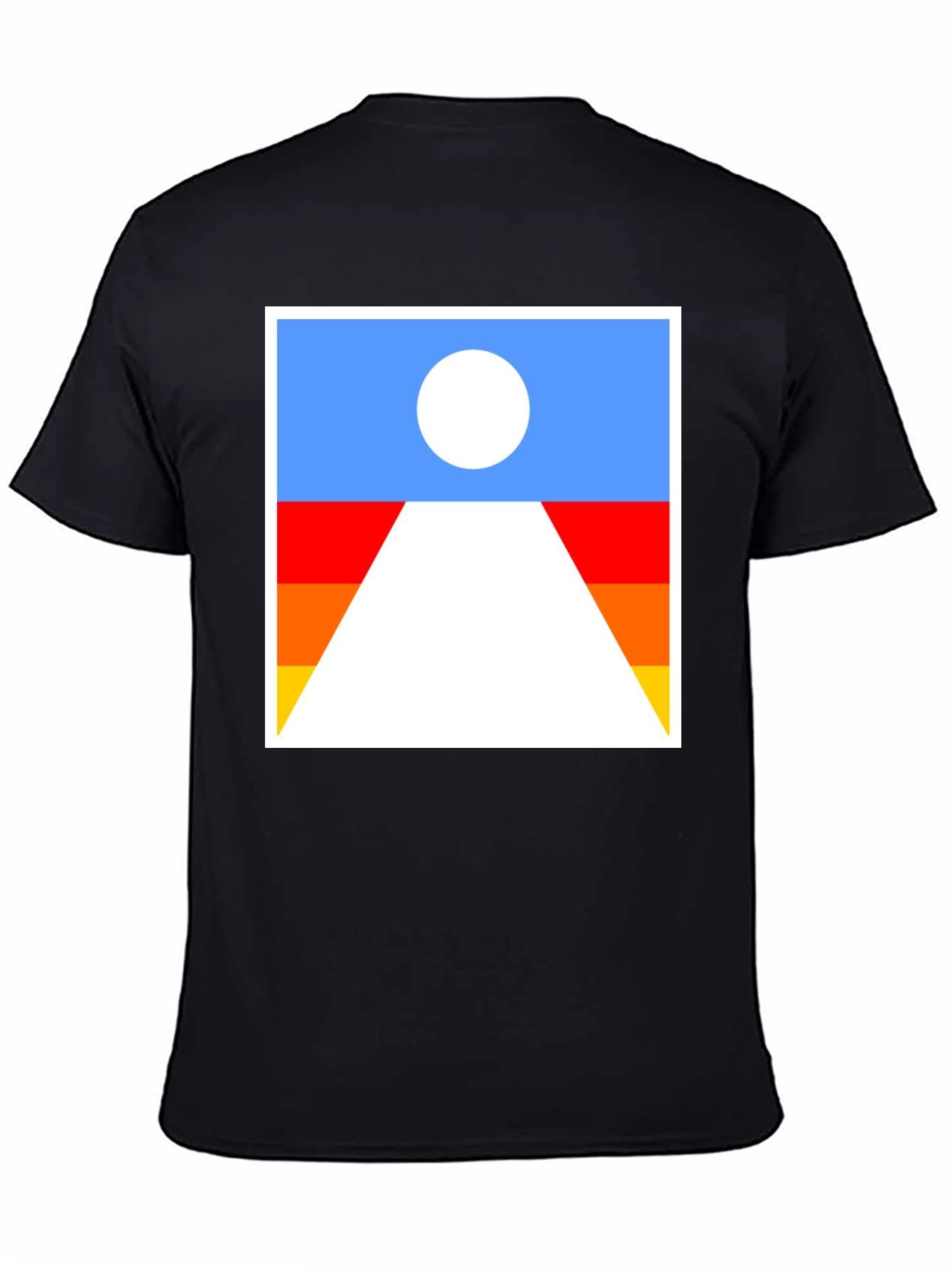 Abstract Sunset Graphic Tee - Soft Black Cotton T-Shirt