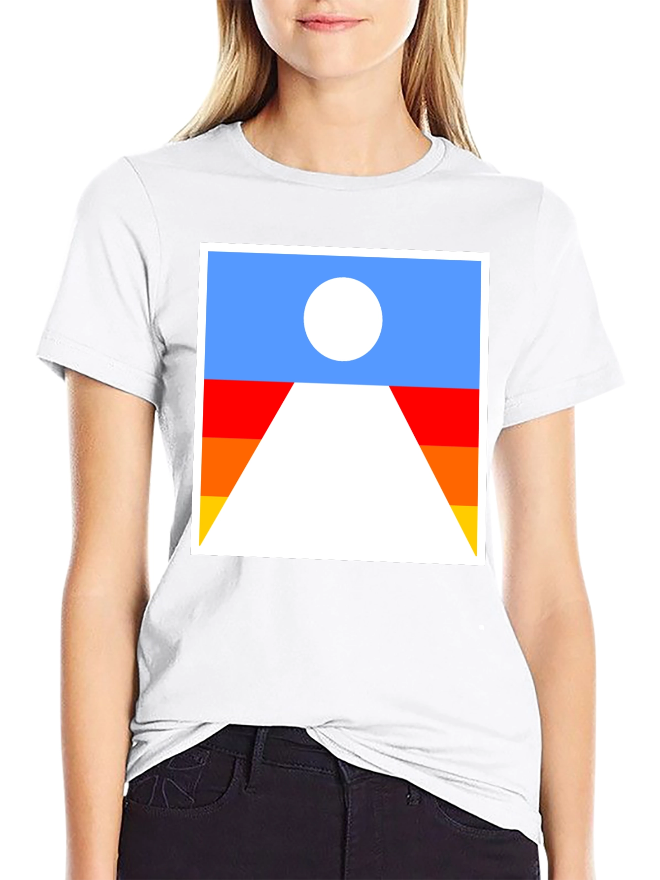 Abstract Sunset Graphic Tee - Soft Black Cotton T-Shirt