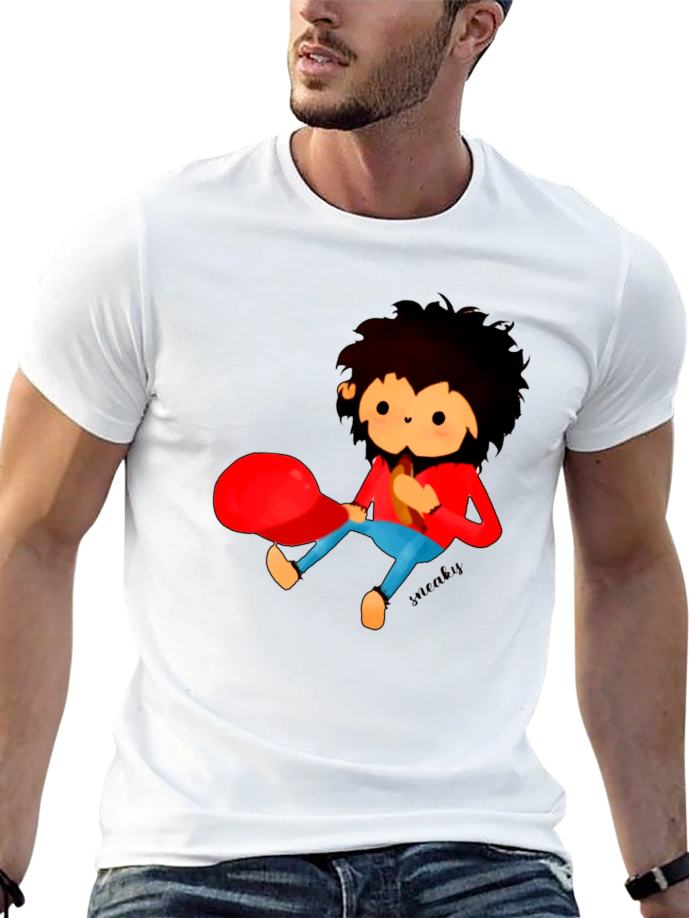 Cartoon Character Graphic Black T-Shirt