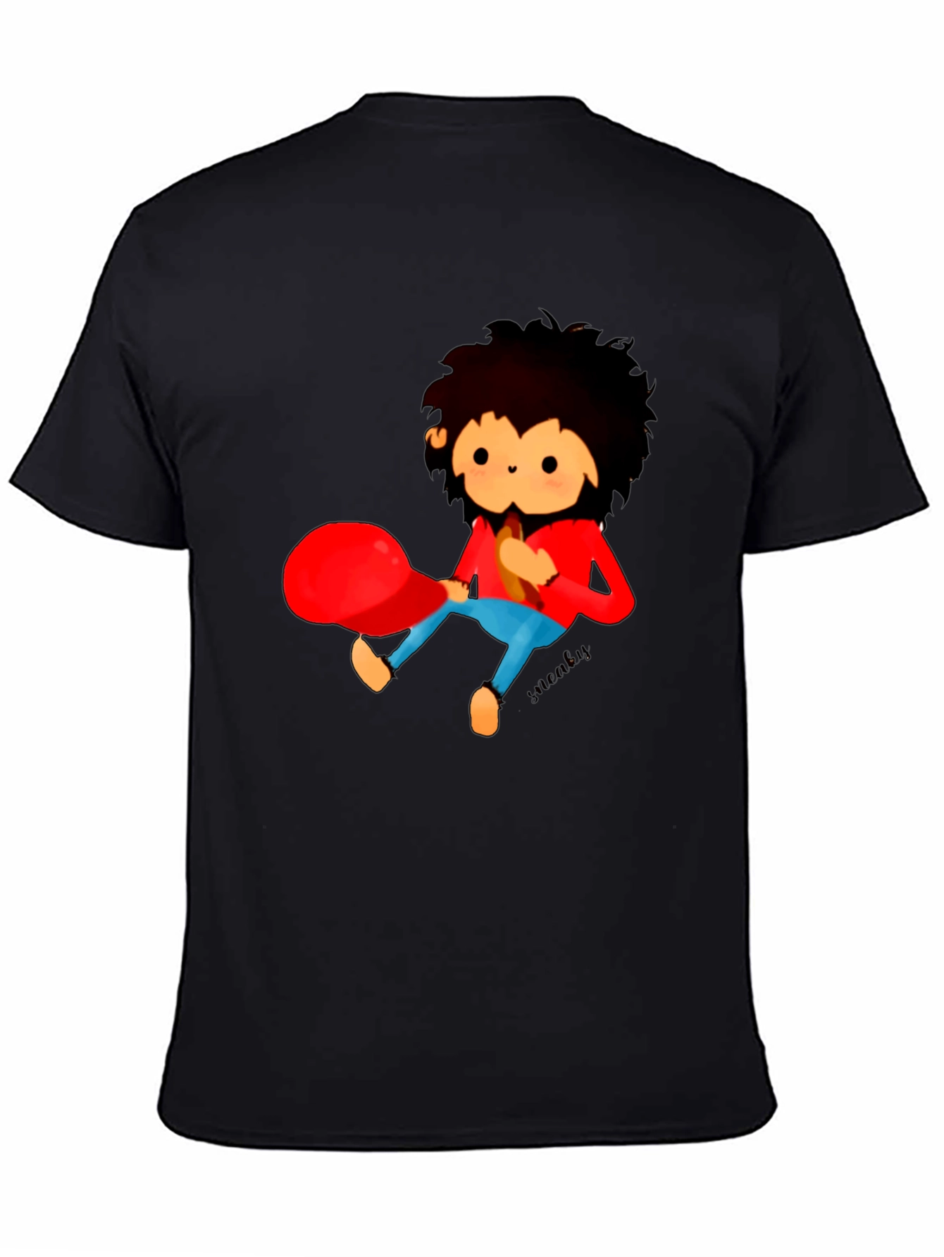 Cartoon Character Graphic Black T-Shirt