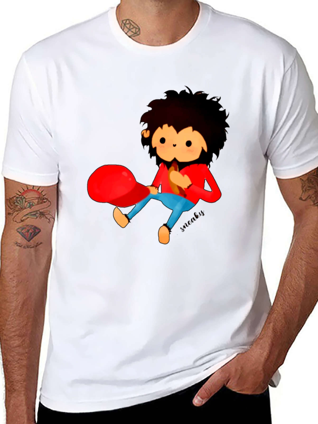 Cartoon Character Graphic Black T-Shirt